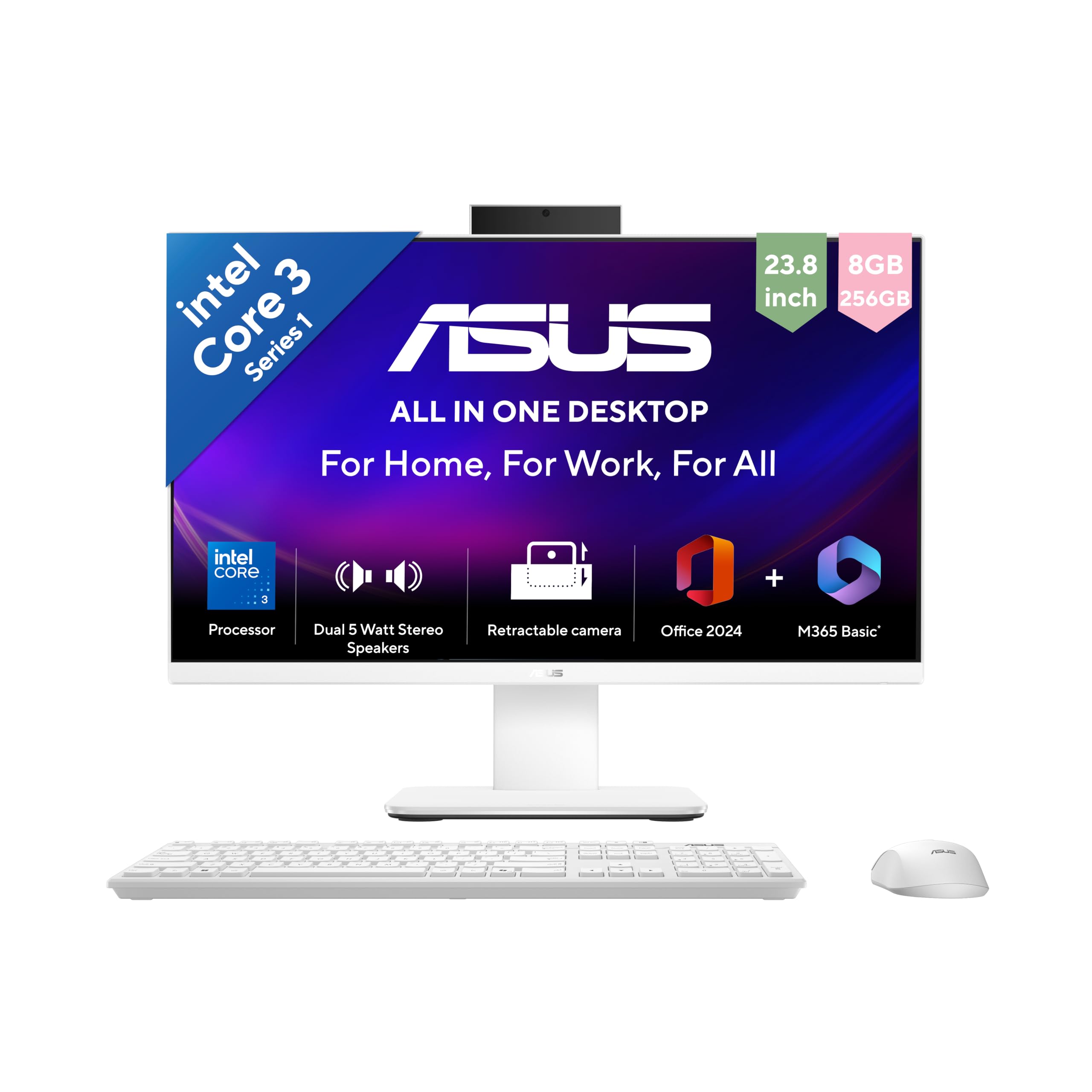 ASUS V470 (2026),Intel Core 3 100U (i3-14th Gen),Intel iGPU,16GB/512GB,FHD,27"(68.58 cm),Windows 11,M365 Basic(1Y),Office 24,White,7 Kg,V470VAB-KWC3004WS,with Wireless Keyboard & Mouse,All in One PC-image-39