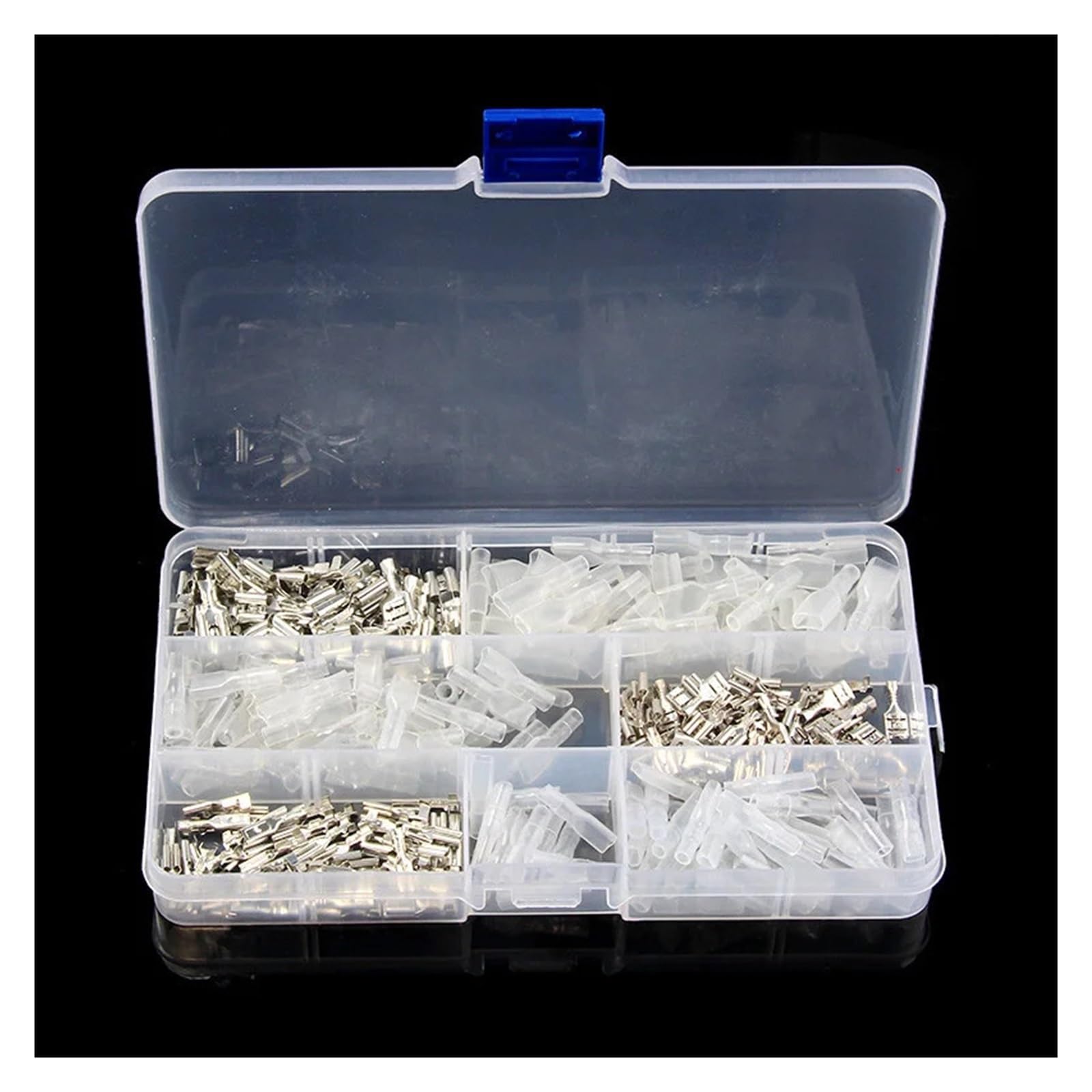 BYLSAGWHT 300Pcs Insulated Spade Crimp Terminal 6.3/4.8/2.8mm Electrical Wire Connectors Cold Press Terminal Assorted Set