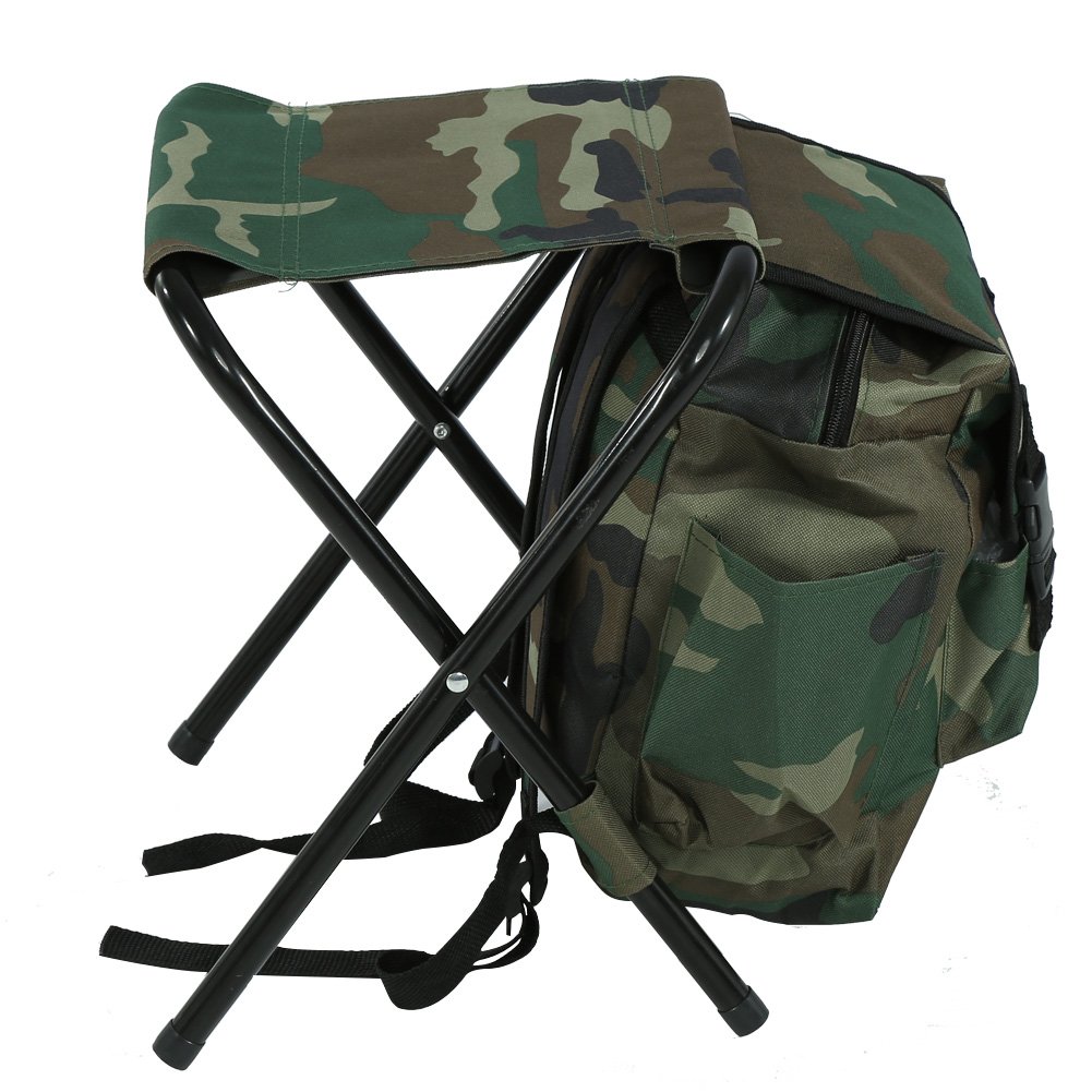 OUKENS Sedia zaino da pesca, sgabello da campeggio pieghevole da trekking Sgabello da pesca portatile all'aperto Outdoor per Pesca, Campeggio, Picnic, Barbecue