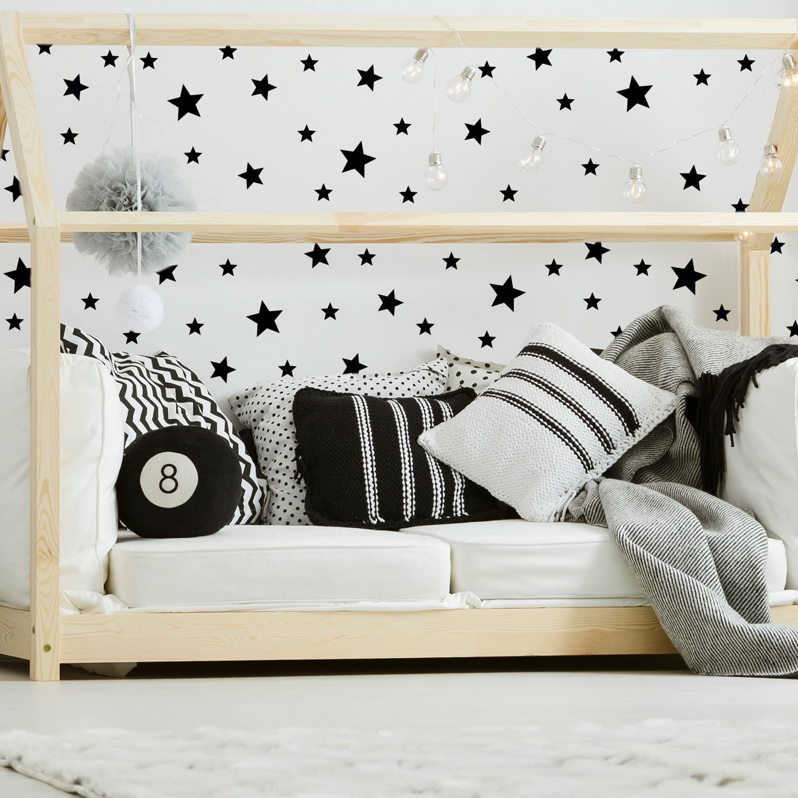 Stickerscape Star Wall Stickers (Standard - 2 Sheets - Black) | Space Wall Stickers for a Night Time Themed Bedroom or Nursery | Easy to Apply, Cleanly Removable