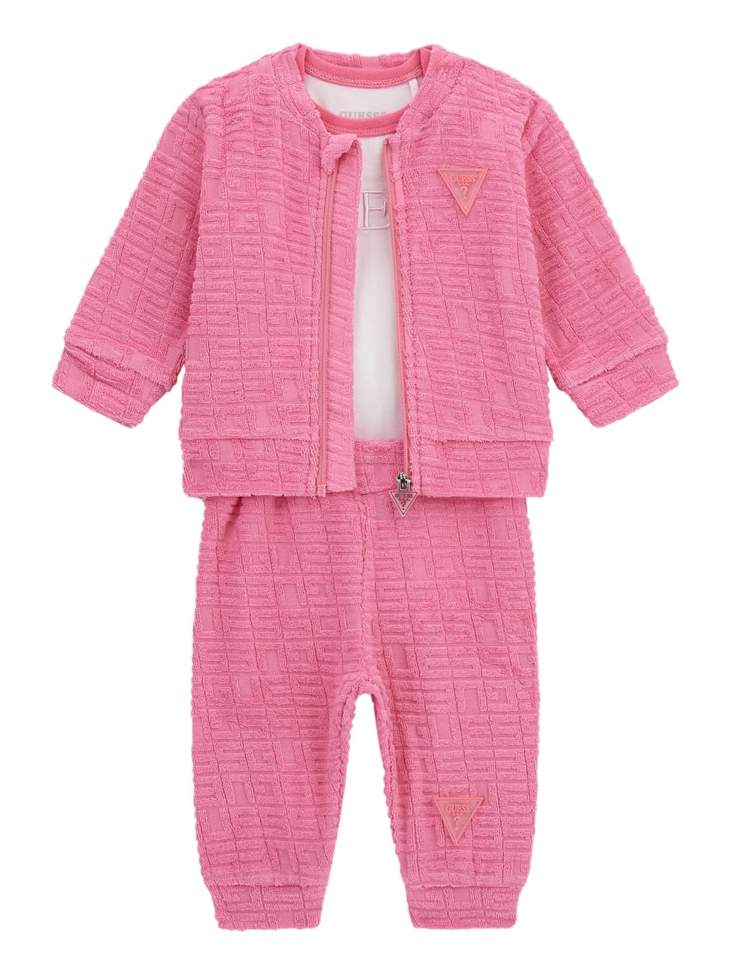 GUESS Bambina Eco Jacquared Felpa, Body a Maniche Lunghe e Pantaloni