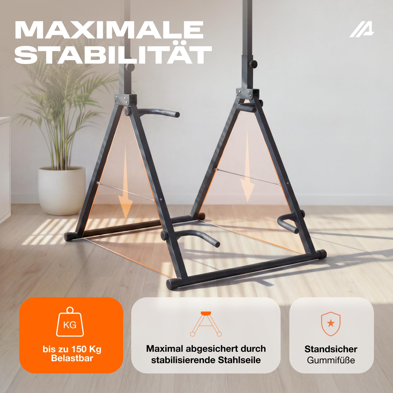 Parex Klappbarer Power Tower – 4-in-1 Klimmzugstange freistehend & Dip Station, Höhenverstellbare Kraftstation für Home Gym & Calisthenics, Platzsparender Kraftturm belastbar bis 150kg, Schwarz