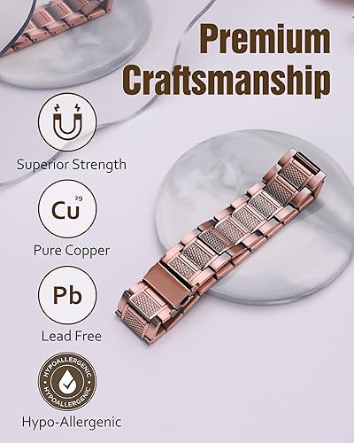 Miniatura 29 de Jecanori Pulsera de cobre para hombre, pulseras magnéticas de fuerza 3X para hombres
