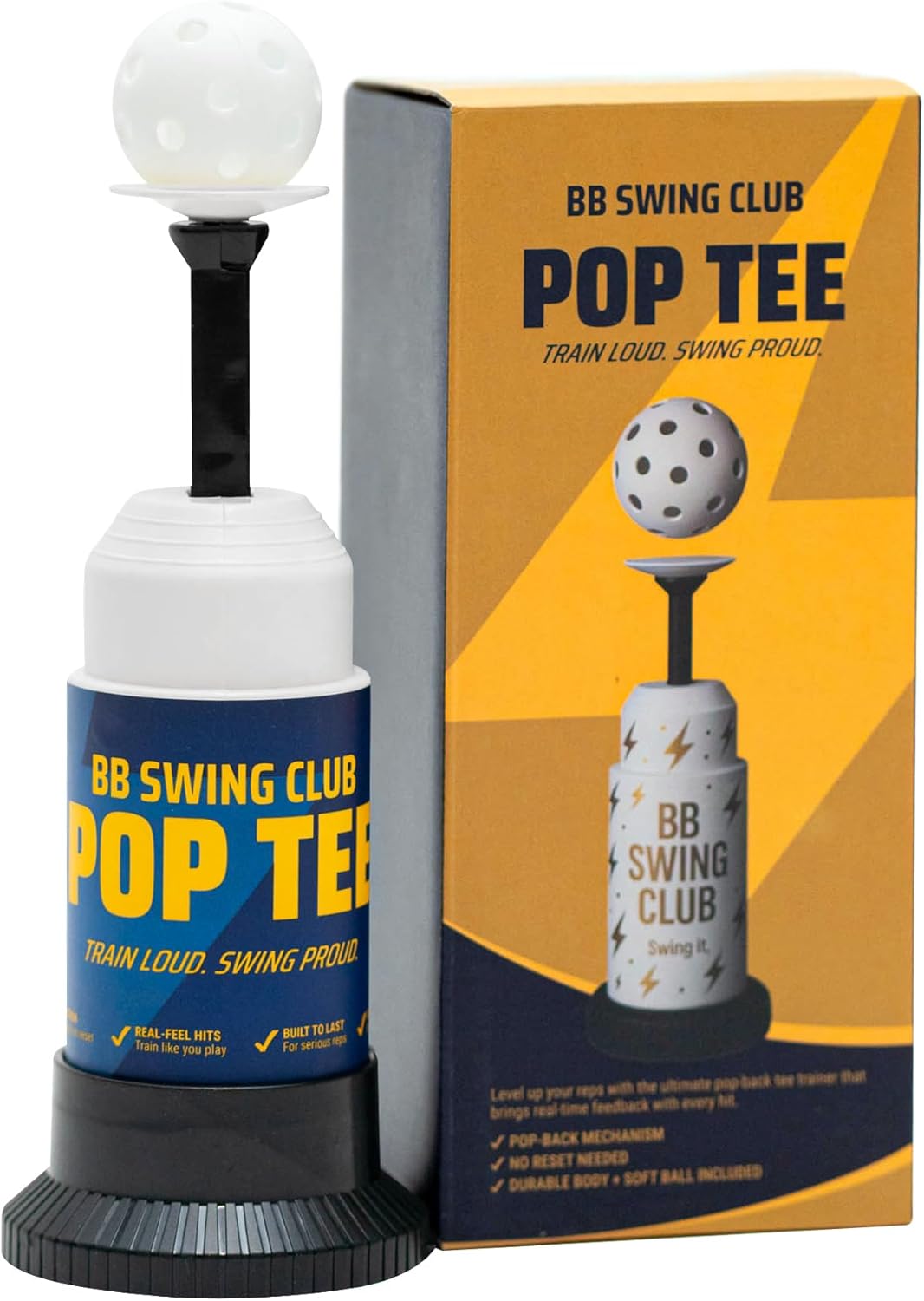 BB Swing Club Pop Tee – Baseball Batting Tee Popper Trainer for Kids to Practice Hitting