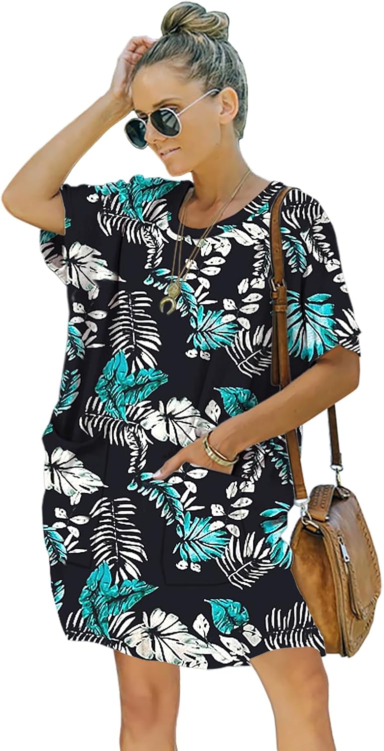 Womens casual summer t shirt dress loose short sleeve dress