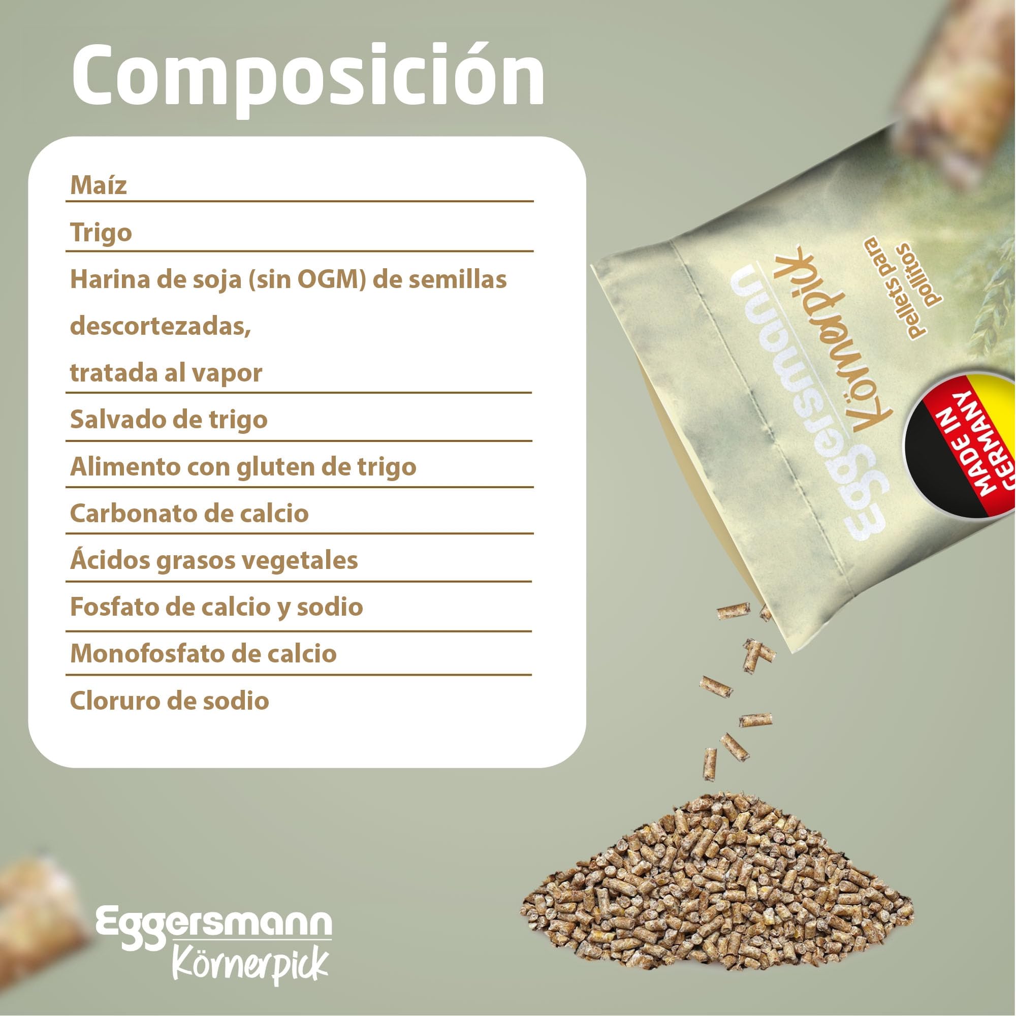 Eggersmann Körnerpick 25 kg de pellets de iniciación para Pollitos sin OGM - alimento para Pollitos - alimento Premium para Pollitos - pellets para Pollos, Gansos y Patos para cría | Sin OGM – Alimento para polluelos – Comida para pollos – Pellets para ga