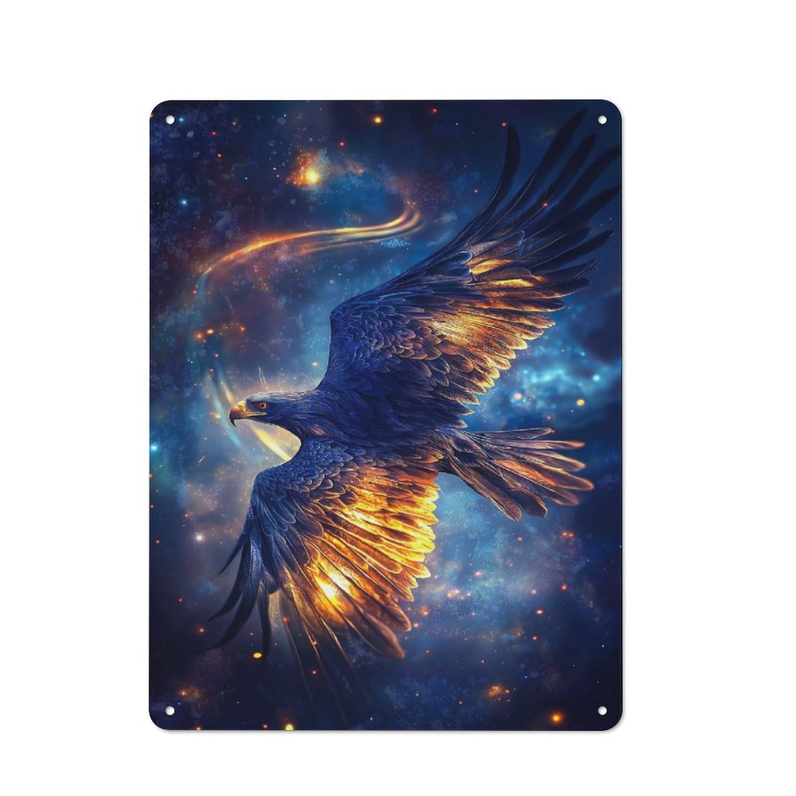 Junmoney Fiery Eagle In Space Metal Wall Sign 40X30cm, Rustic Decor For Home Bar Wall, Gift Idea At Christmas For Hosts Who Enjoy Retro Interiors