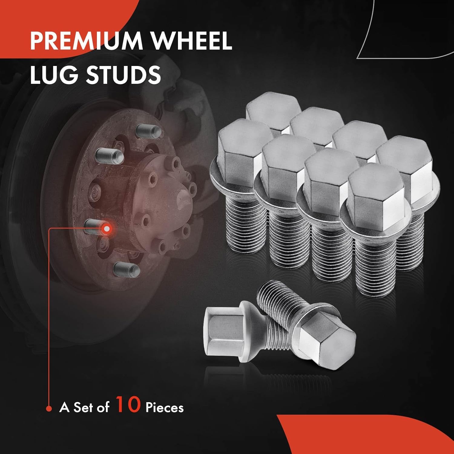 A-Premium M14-1.50 Wheel Studs Compatible with Mercedes-Benz C230 C250 C280 C300 C350 C350e C400 C63 AMG S E200 E250 E300 Front or Rear Side 10-PC Set