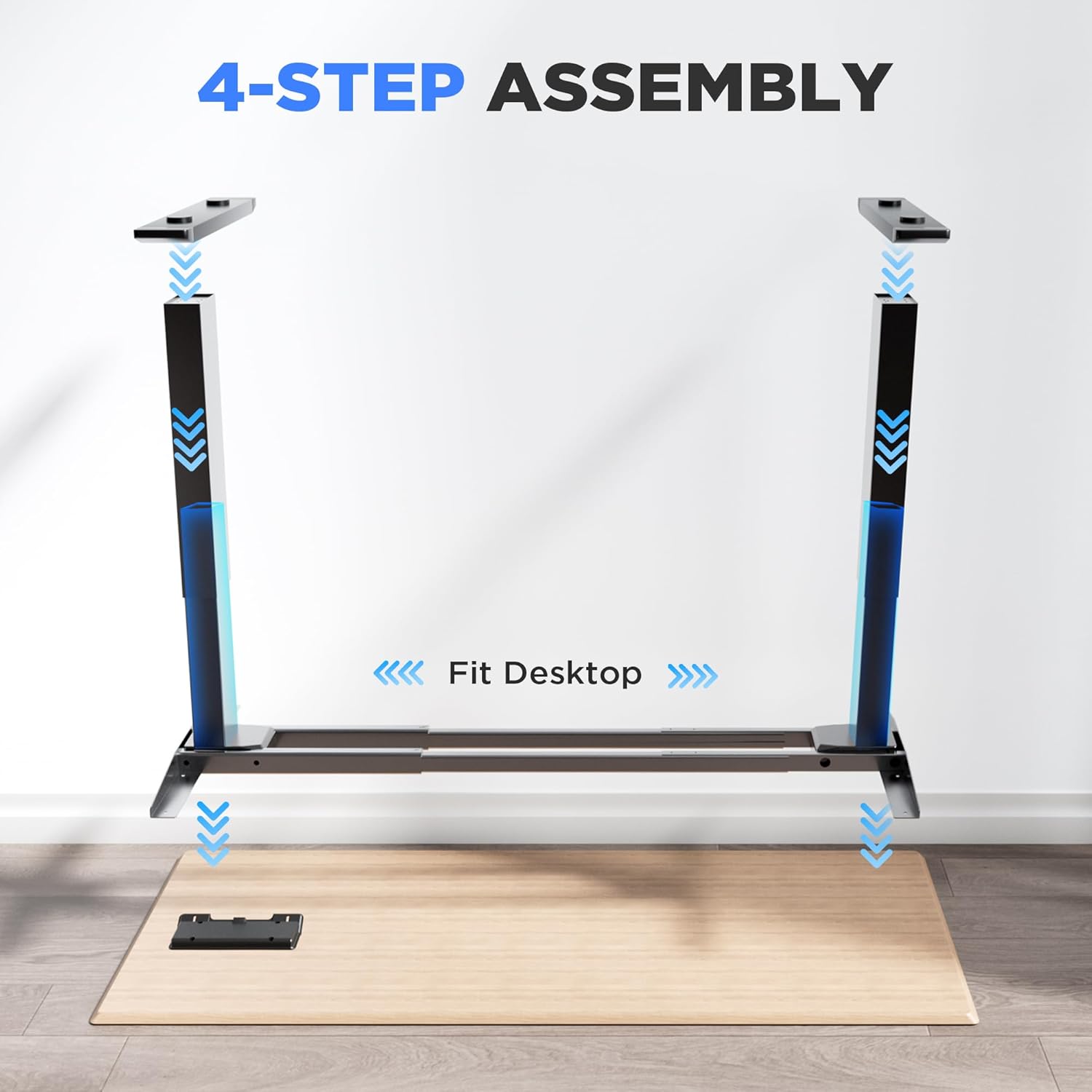 Dual Motor Electric Standing Desk Frame - 300 lbs Heavy Duty, 3 Memory Height Presets - Sit Stand Desk Frame, Computer Height Adjustable Desk Legs & Base for 43.3"–63" Desktop, Black Frame Only