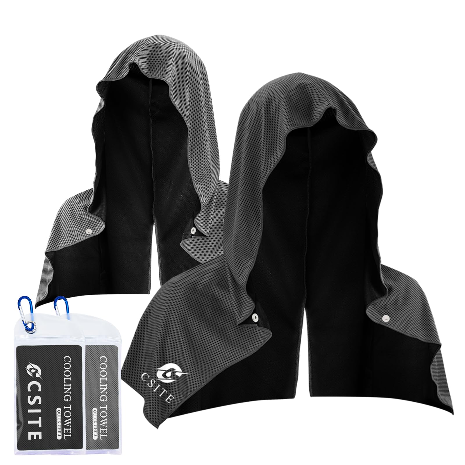 CSITE Cooling Hoodie Towels, Instant Cooling Towels for Neck and Face, UPF 50 Sun Protection, Soft Breathable Cold Towel for Hot Weather, Ice Towel, Sweat Towel for Yoga, Sports, Gym, Fitness-image-39