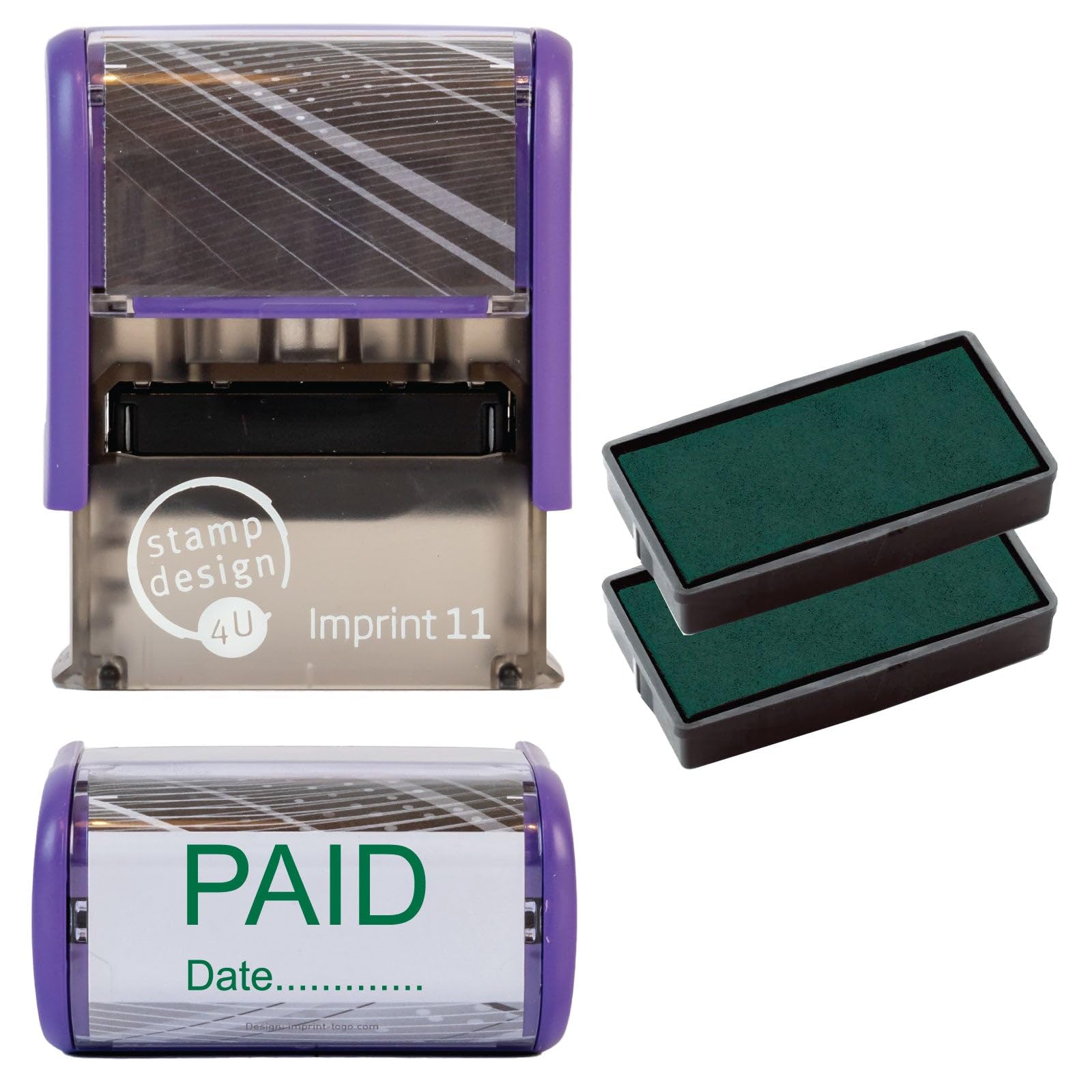 Paid with Date Rubber Stamp Self Inking- SD4U Imprint 11 38 x 14mm - Capital Bold Lettering to Ink Your Documents