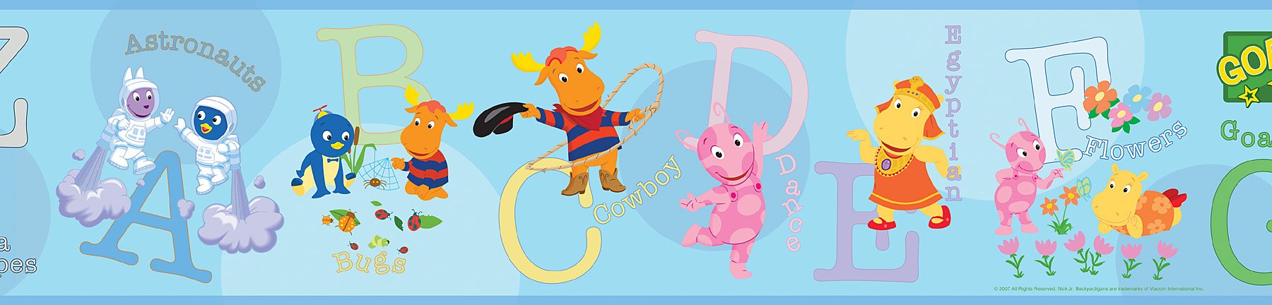 Backyardigans Alfabeto de pared Brewster 147B71151 crea un rincón educativo en el cuarto de juegos