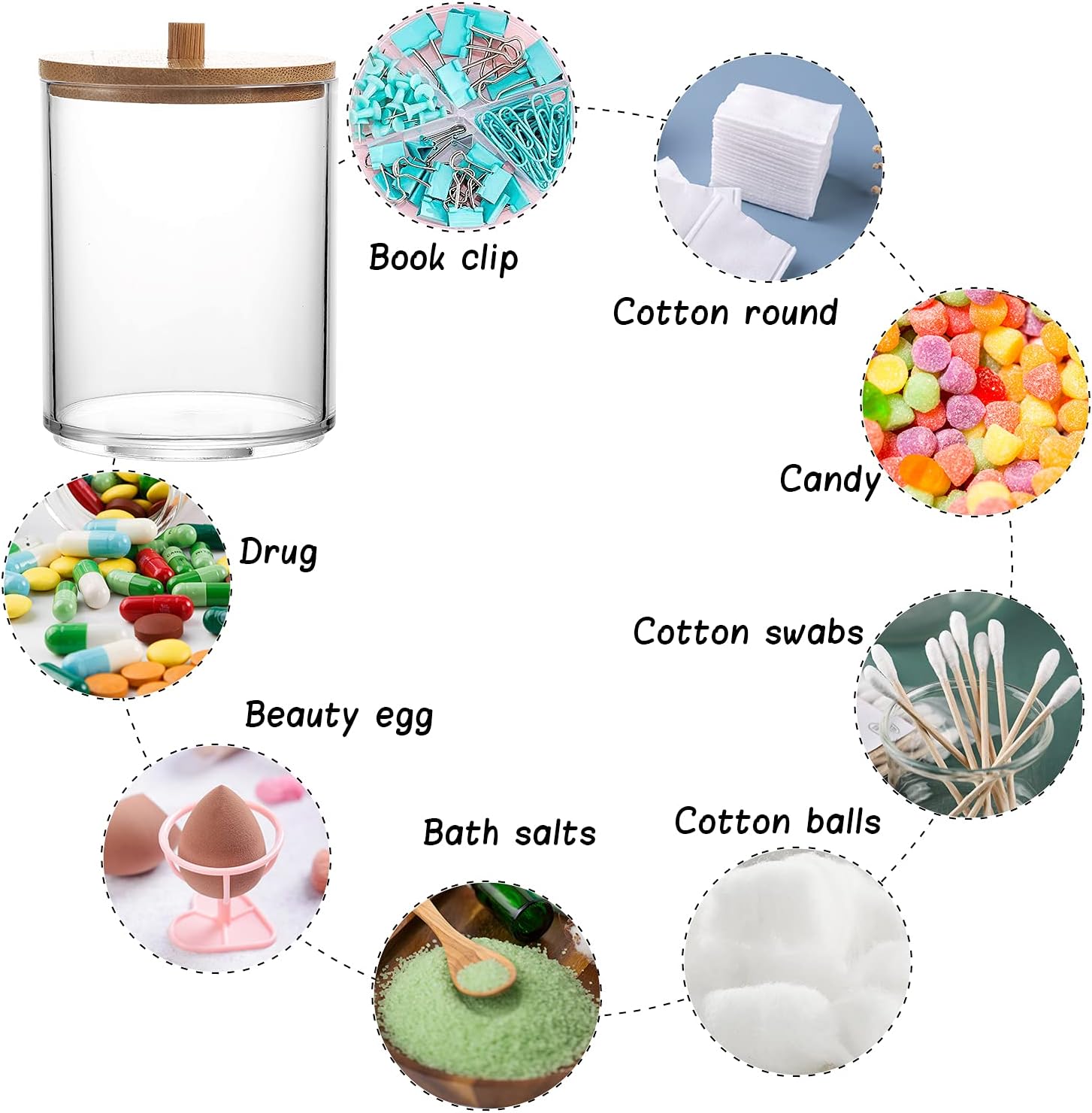 DoMiDoLa 3 Pack Acrylic Qtip Holder Dispenser for Cotton Ball Pad Round Swab Holder,Clear Plastic Apothecary Jars for Bathroom Canister Accessories Storage Organizer and Vanity Makeup Organizer : Home & Kitchen