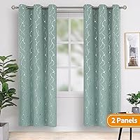 Vista 295 de BGment Room Darkening Curtains 95 Inches Long, Grommet Thermal Insulated Blackout Curtains with Wave Line and Dots Printed for Bedroom, 2 Panels