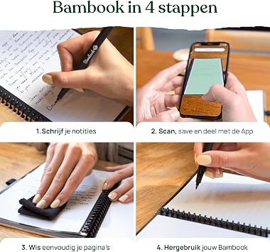 BAMBOOK Classic - Reusable Notebook - Original - A5 - Blank & Lined - Rewritable Notebook, Dry Erase Board Notebook, Whiteboard Notebook, Erasable Notebook - Includes Free Pen App