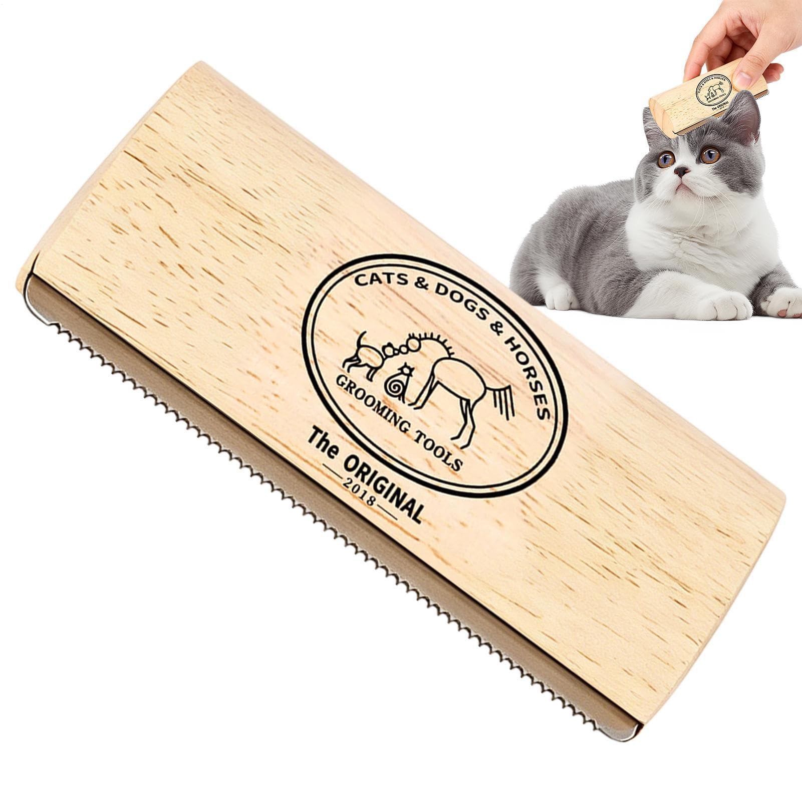 Dispositivo per la rimozione dei sciolti del gatto - Spazzola per la rimozione del sottopelo in legno da 5x2,56 pollici, strumento per la cane | Per la casa, l'appartamento, gli animali