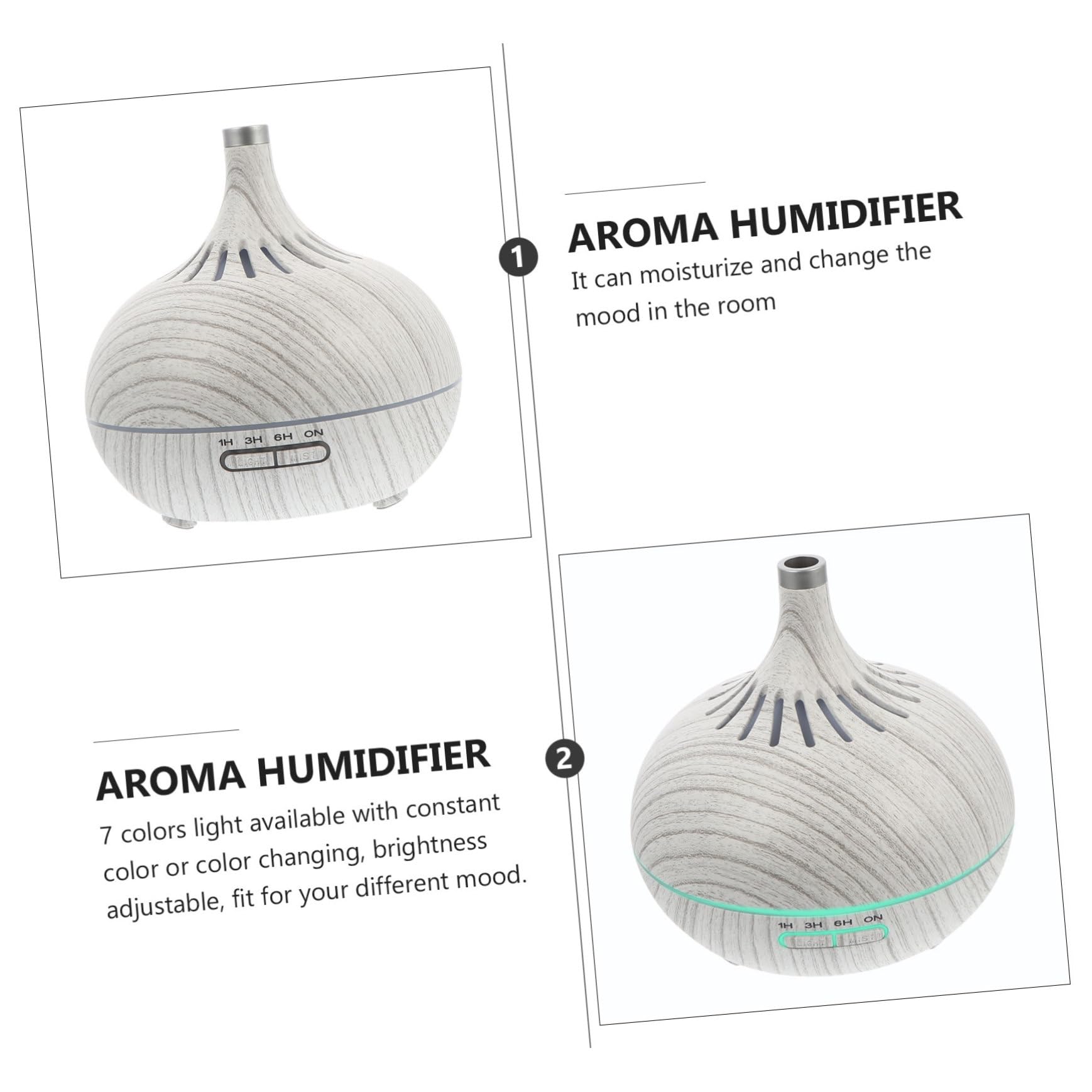 Humidificador de Aroma de Vapor Frío 400ml Diseño de Madera