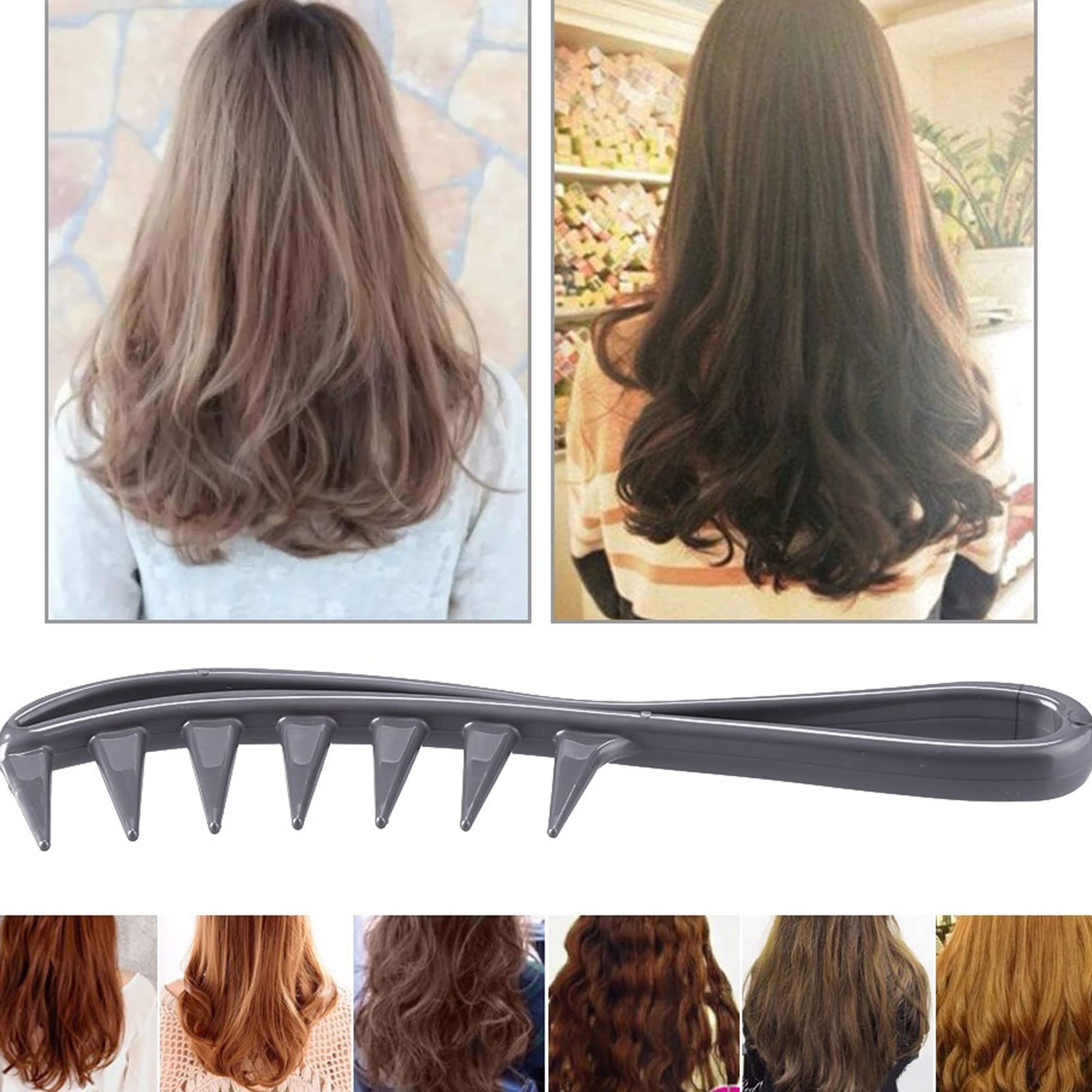 DieffematicSZ Grzebień Wide Tooth PP Comb Curly Hair Salon Hairdressing Comb Massage for Hair Styling Tool for Curl Hair (Color : Gray)
