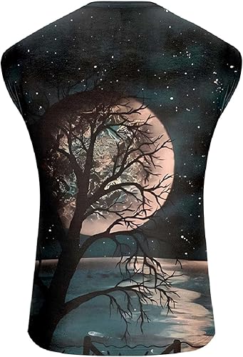 Miniatura 6 de Vifucz Camisetas sin Mangas para Hombre con Estampado Halloween sin Mangas Cuello Redondo Chaleco Deportivo Camiseta túnica