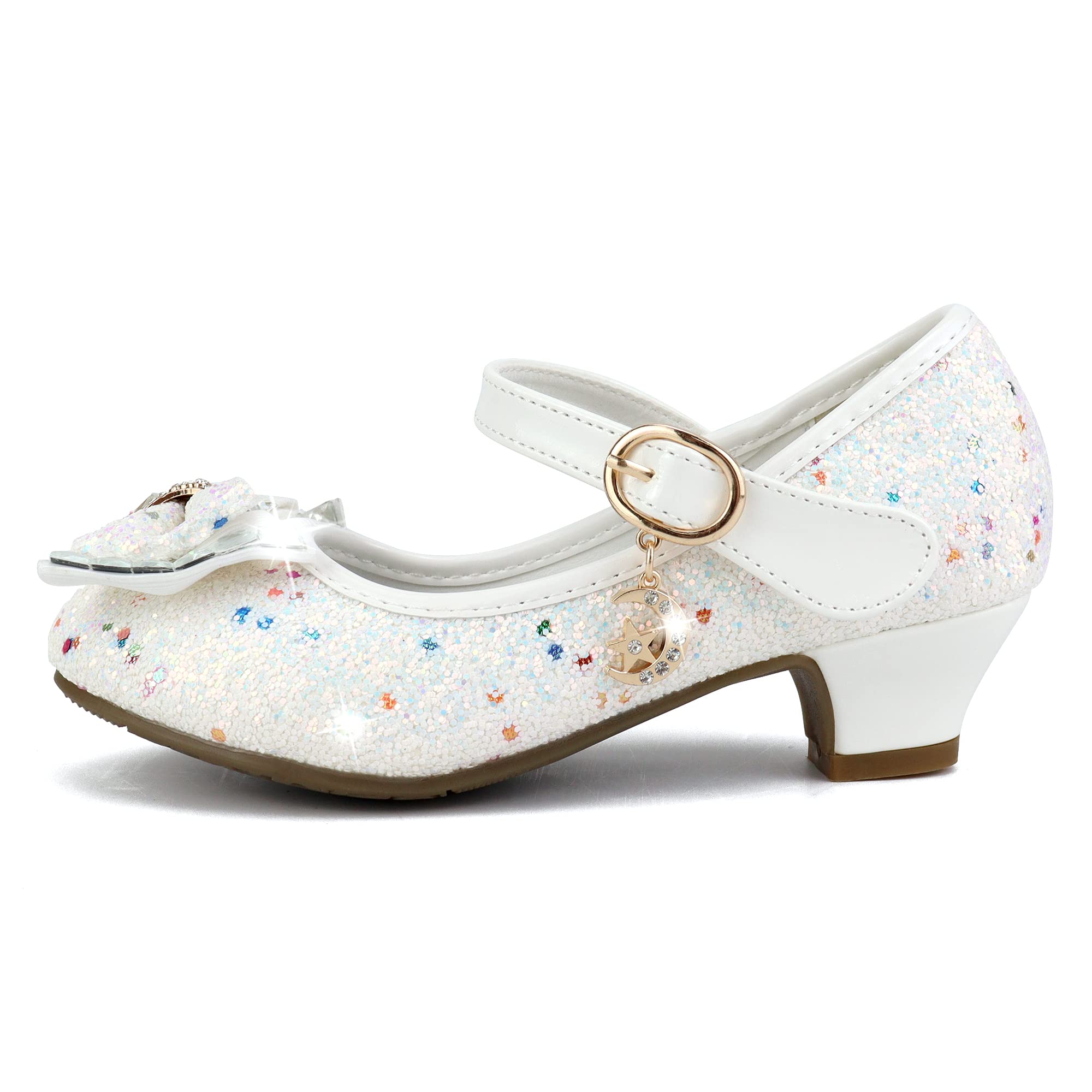 Scarpe Principessa Bambina con Tacco Glitterato - Calzature Eleganti con Paillettes per Cerimonia o Festa o Cosplay