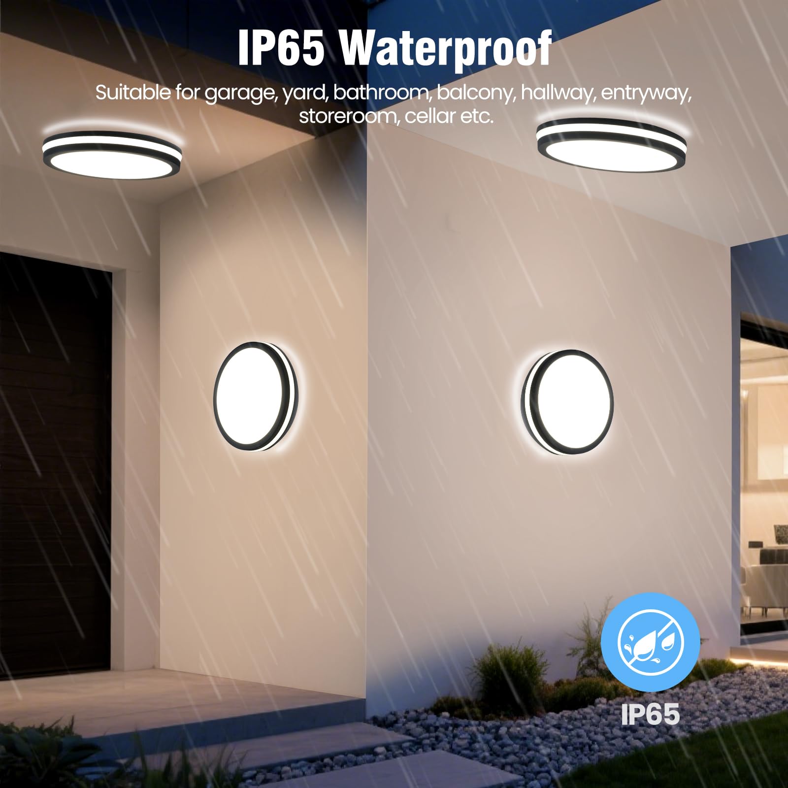 LEZOE LED Deckenleuchte mit Bewegungsmelder IP65 Wasserdicht, 24W/30W 4500lm 150(Lm/W) Sensor Radar Deckenlampe 3000K/4000K/6500K Ideal für Bad, Feuchtraum, Garage, Keller, Flur, Balkon, Diele Ø26cm