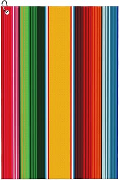 16 x 24 Inch Golf Towel with Clip for Golf Bag, Super Microfiber Golf Towel Mexican Colorful Sarape