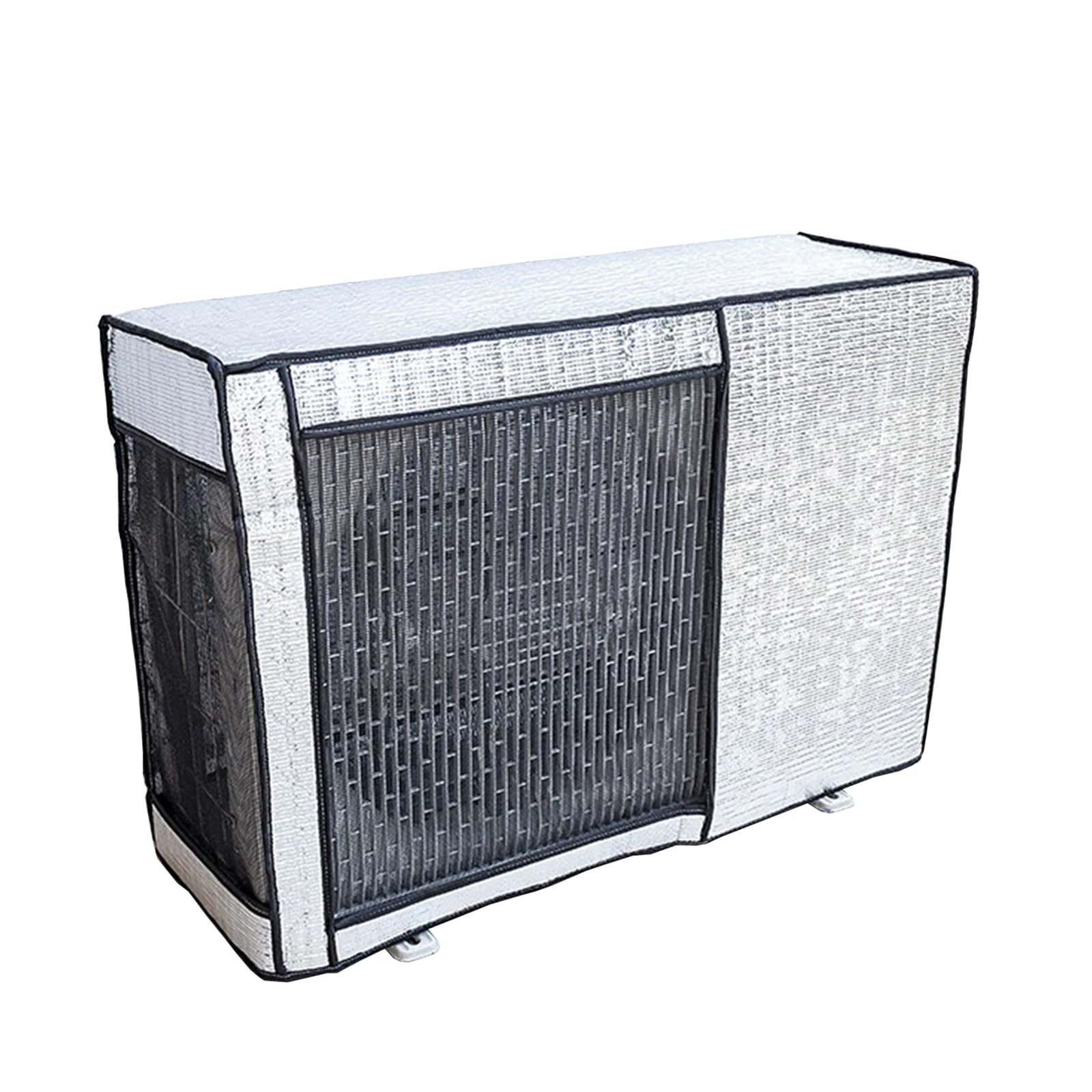 Funda Protectora para Aire Acondicionado Exterior, Resistente a la Intemperie, de Papel de Aluminio con Malla Transpirable y Banda elástica para Unidades de Bomba de Calor (90x62x3