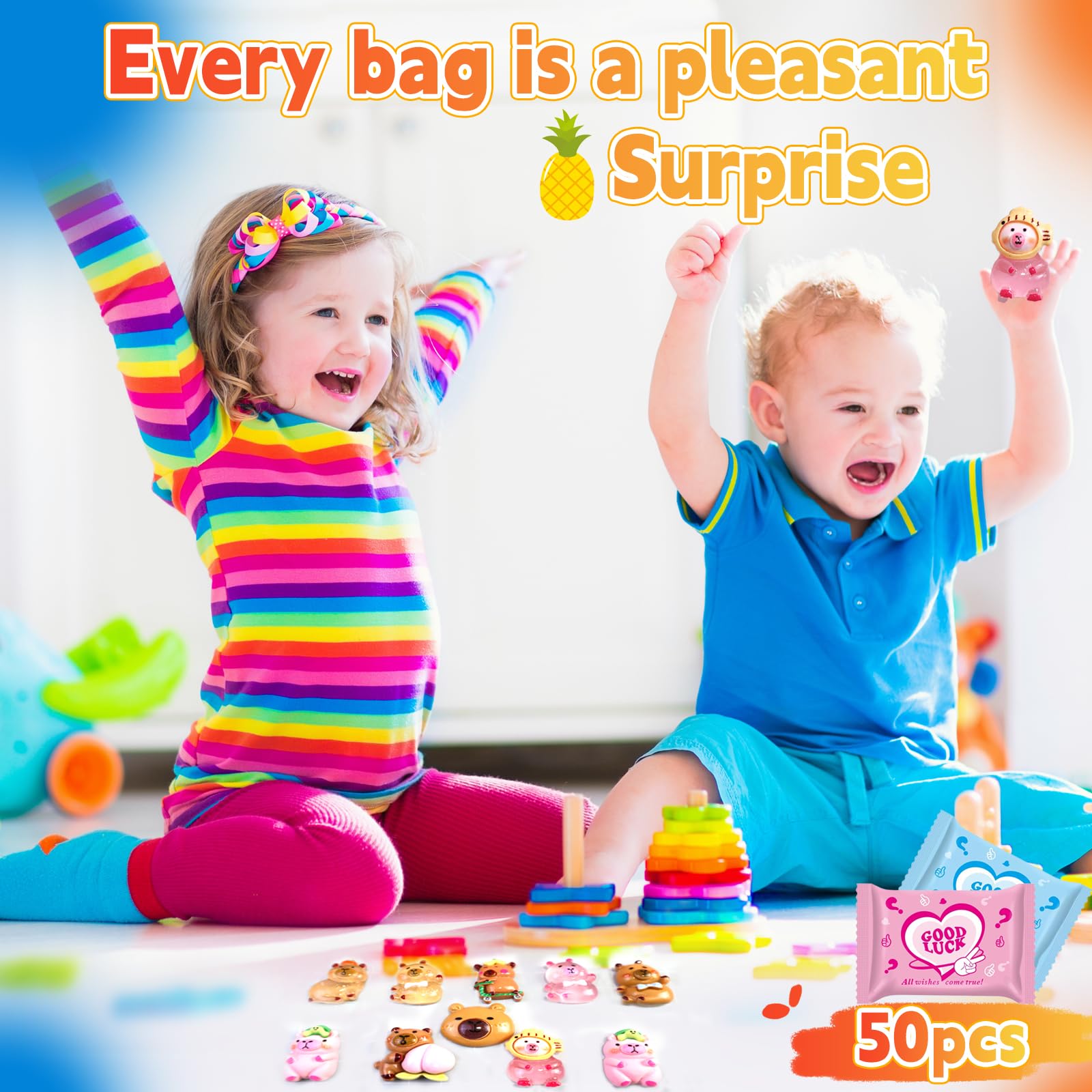 50 Pcs Random Mini Capybara with Glow in The Dark Feature, Individually Packaged Blind Bags – Cute Collectible Resin Toys for Kids, Fairy Gardens, Desk Decor, Party Favors, and Creative DIY Projects