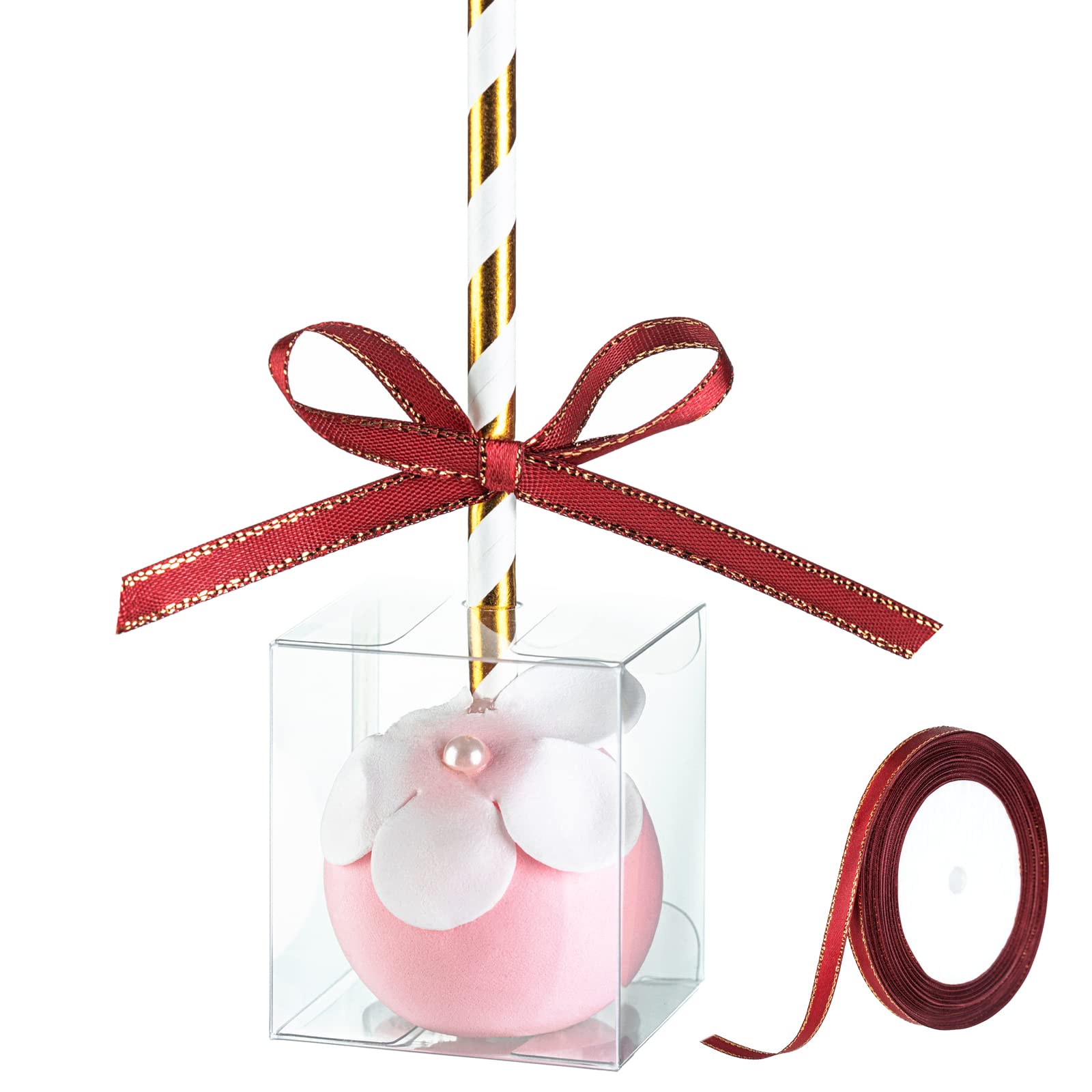 RomanticBaking 100 Pack 1 3/4" x 1 3/4" x 2" individul Single Cake Pop Box With Hole Small Gift Boxes Mini Plastic Boxes Treat Boxes Candy Boxes