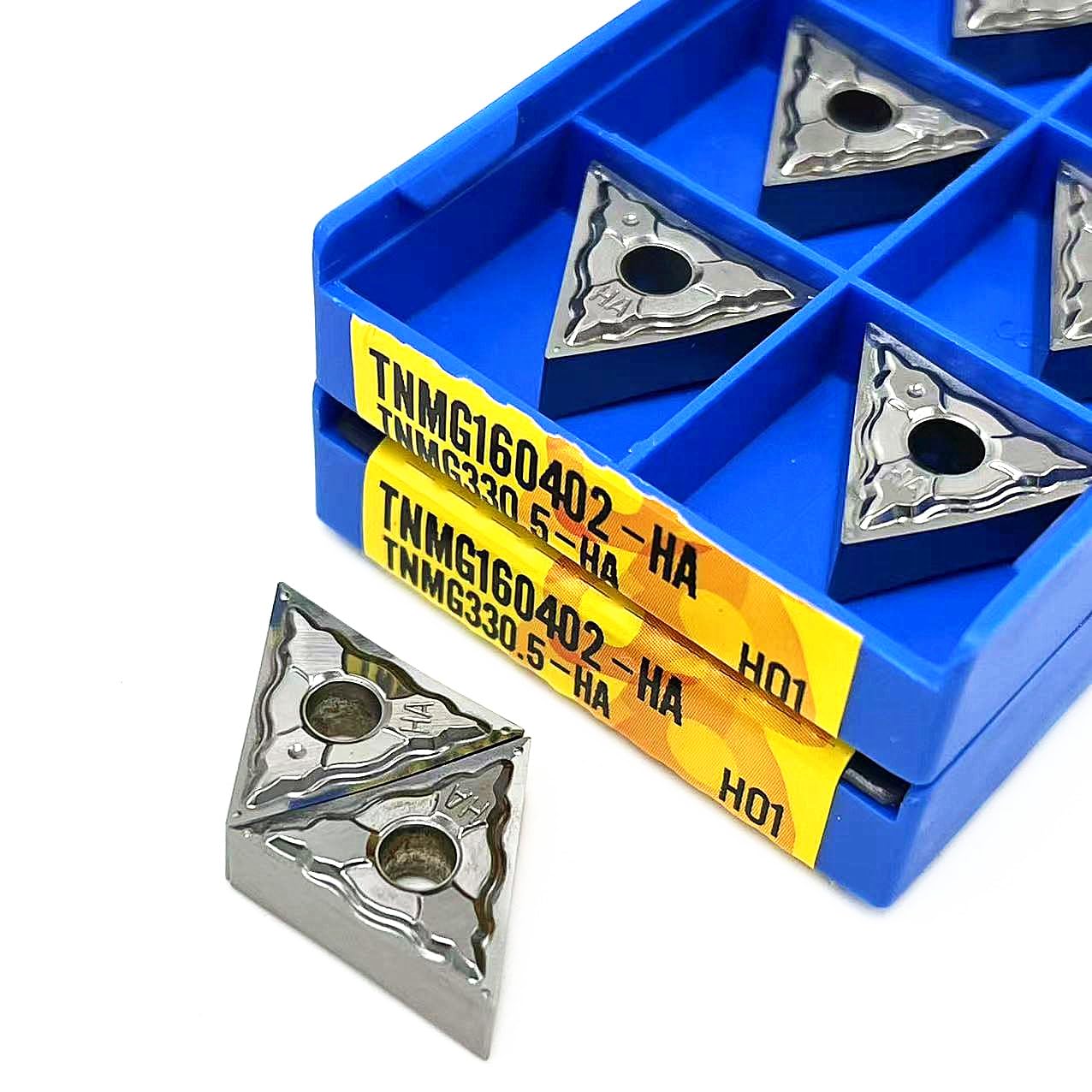 10 pièces CNC plaquettes en carbure d'aluminium TNMG160402 TNMG160404 TNMG160408-HA H01 outil de tournage externe CNC plaquettes en aluminium outil de coupe(TNMG160404-HA H01)