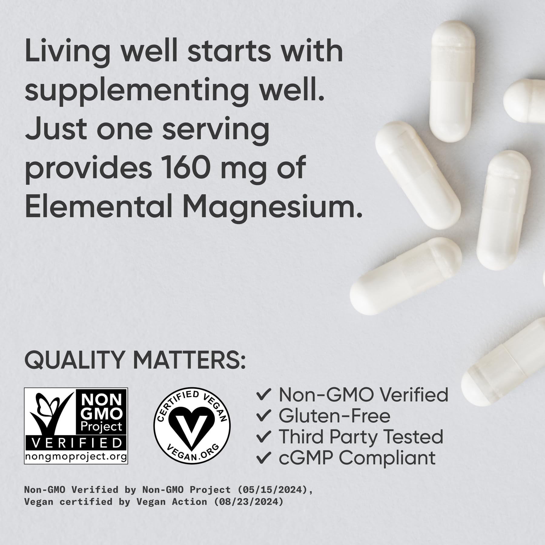 Sports Research® Magnesium Glycinate 160mg, 180 Veggie Capules — Amazon image 4