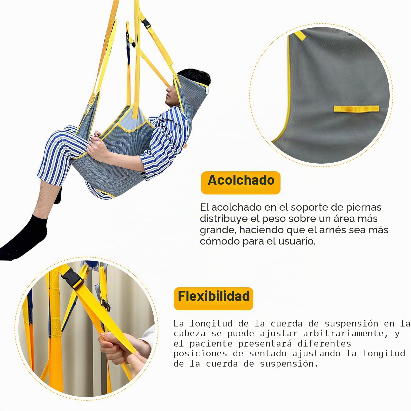 Cinturón de elevación para pacientes con espalda y parte de las piernas, correa de malla universal para el inodoro, transferencia para Elderly, correa de elevación para transferencia, posicionamiento