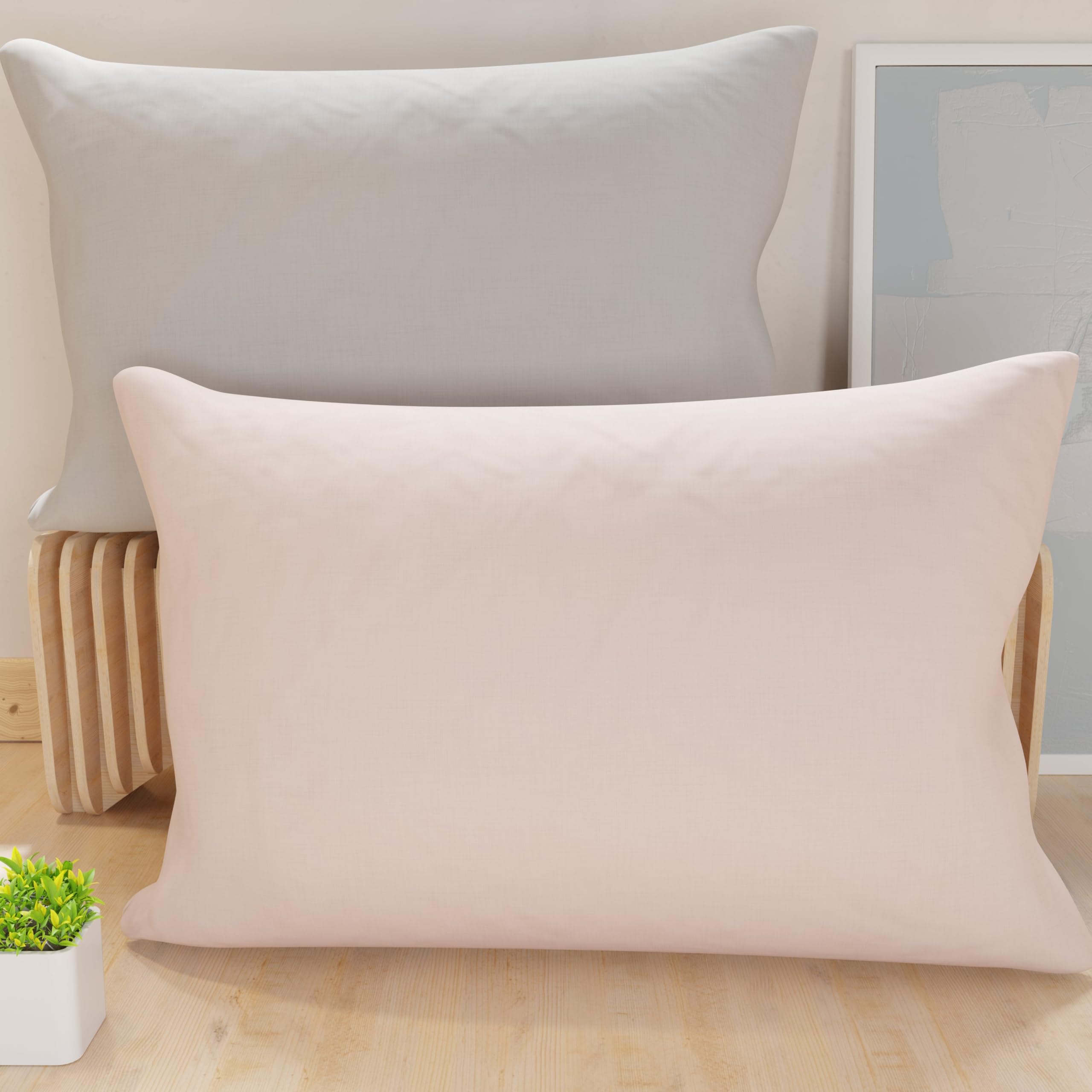 PETTI Artigiani Italiani - Pair of Pillow Cases 80 x 50 cm in Microfibre, Pillows for Bedroom Furniture, Sofa, Set of 2 Cushion Covers, Double Face Pillowcase Powder Light Grey — image 1