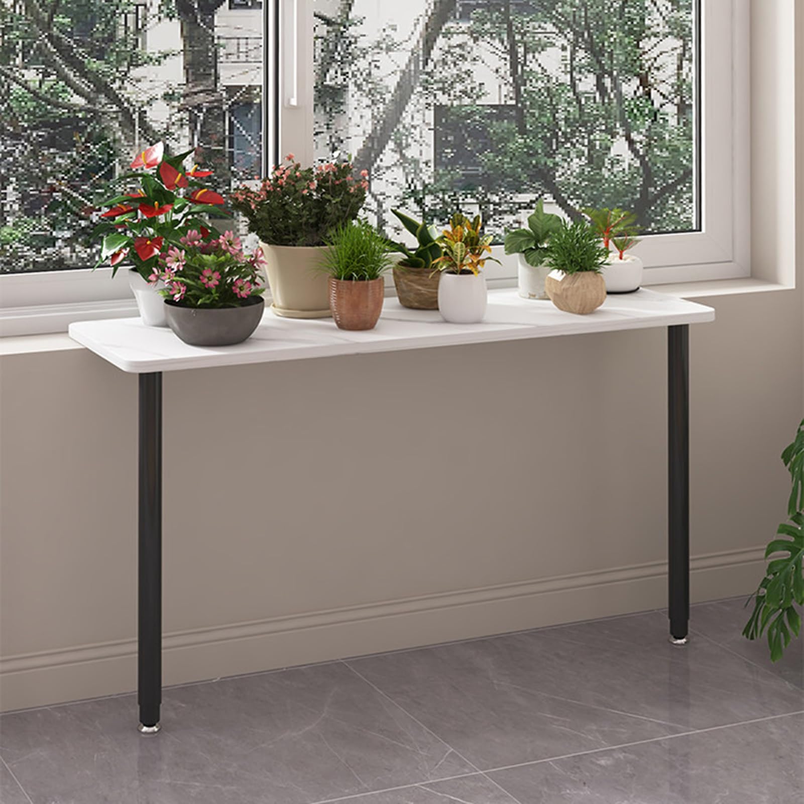 Height Adjustable Window Sill Extender for Plants, Indoor Window Sill Extension with Leg, Detachable Kitchen Spice Rack/Cat Window Perch(Black,65x25cm(25 1/2x9 7/8"))