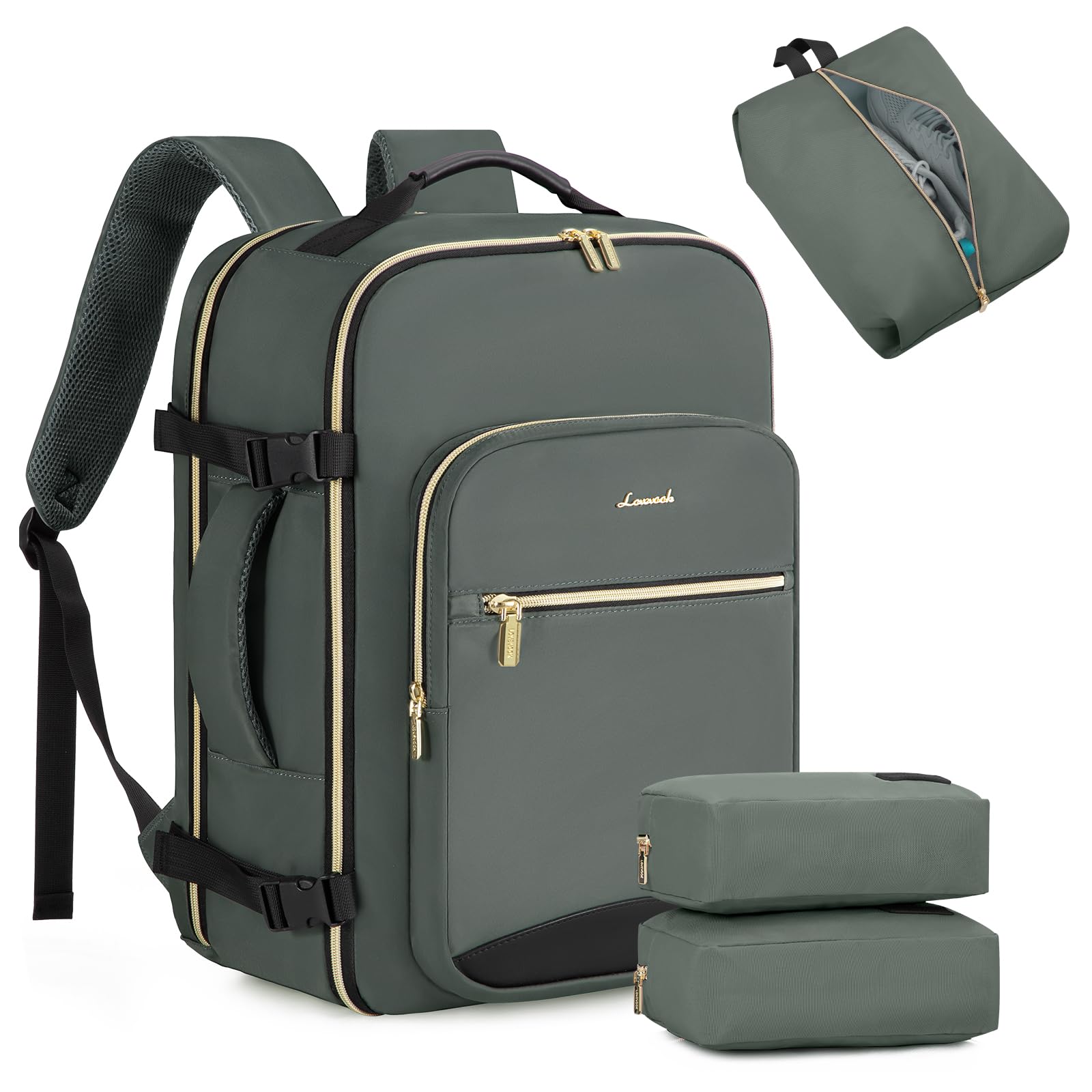 LOVEVOOK Zaino da Viaggio Aereo Bagaglio a Mano, Impermeabile Zaini Trolley Bagaglio Donna 40L Cabin Max per Ryanair Easyjet, Grande Zaino Porta PC 17 Pollici Valigia Borsa a Zainetto