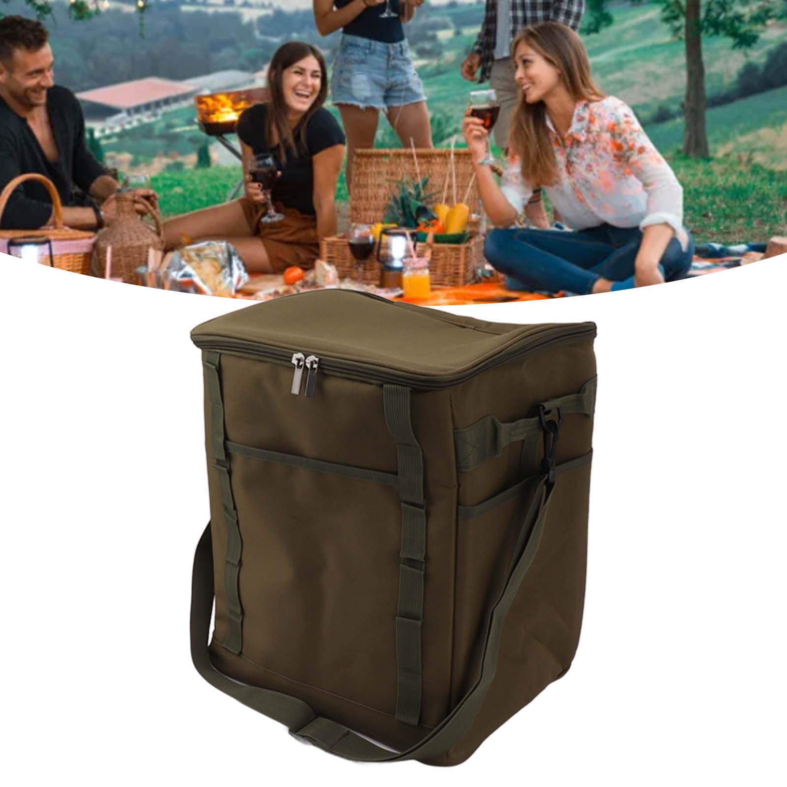 Jeffergarden Borsa Termica da Campeggio, Conservazione del Calore Borsa Termica Isolata Portatile di Grande capacità per Appendere Posizioni Multiple per Barbecue (OD Verde)