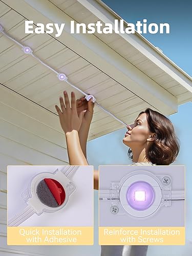 Miniatura 4 de Luces RGB permanentes para exteriores, IP67 impermeables, luces LED con aplicación inteligente y control remoto, modos de escena de bricolaje,