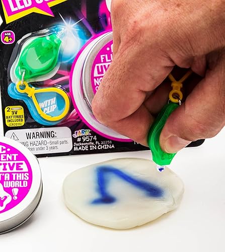 Miniatura 2 de JA-RU Masilla de laboratorio con luz UV LED Scribbler masilla de slime reactiva con linterna (3 limos) mágica que cambia de color para niños.