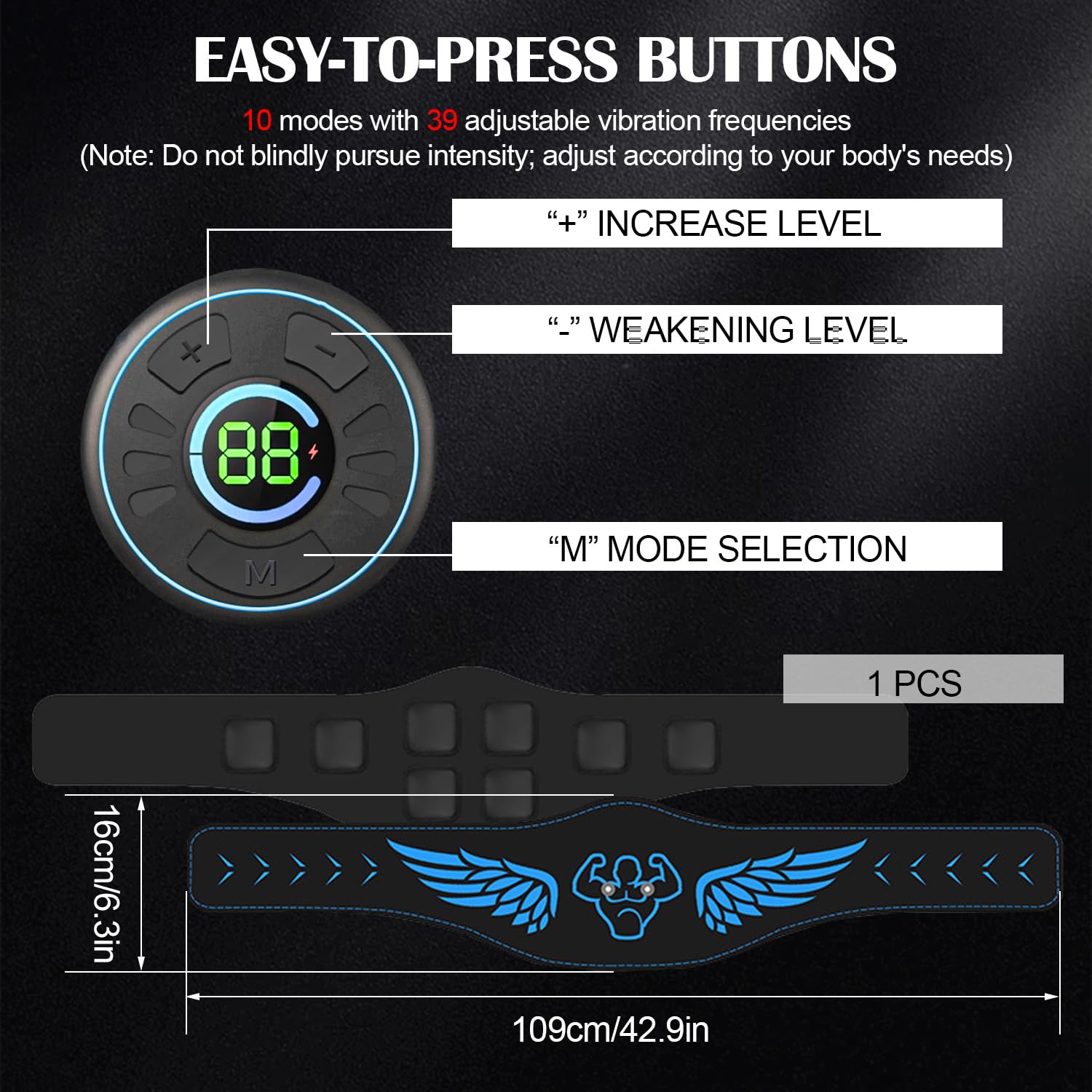 EMS - Allenatore per addominali, EMS con 10 modalità e 39 livelli di intensità, per addominali, con display LCD, adatto per addominali, braccia, gambe e glutei, uomini e donne