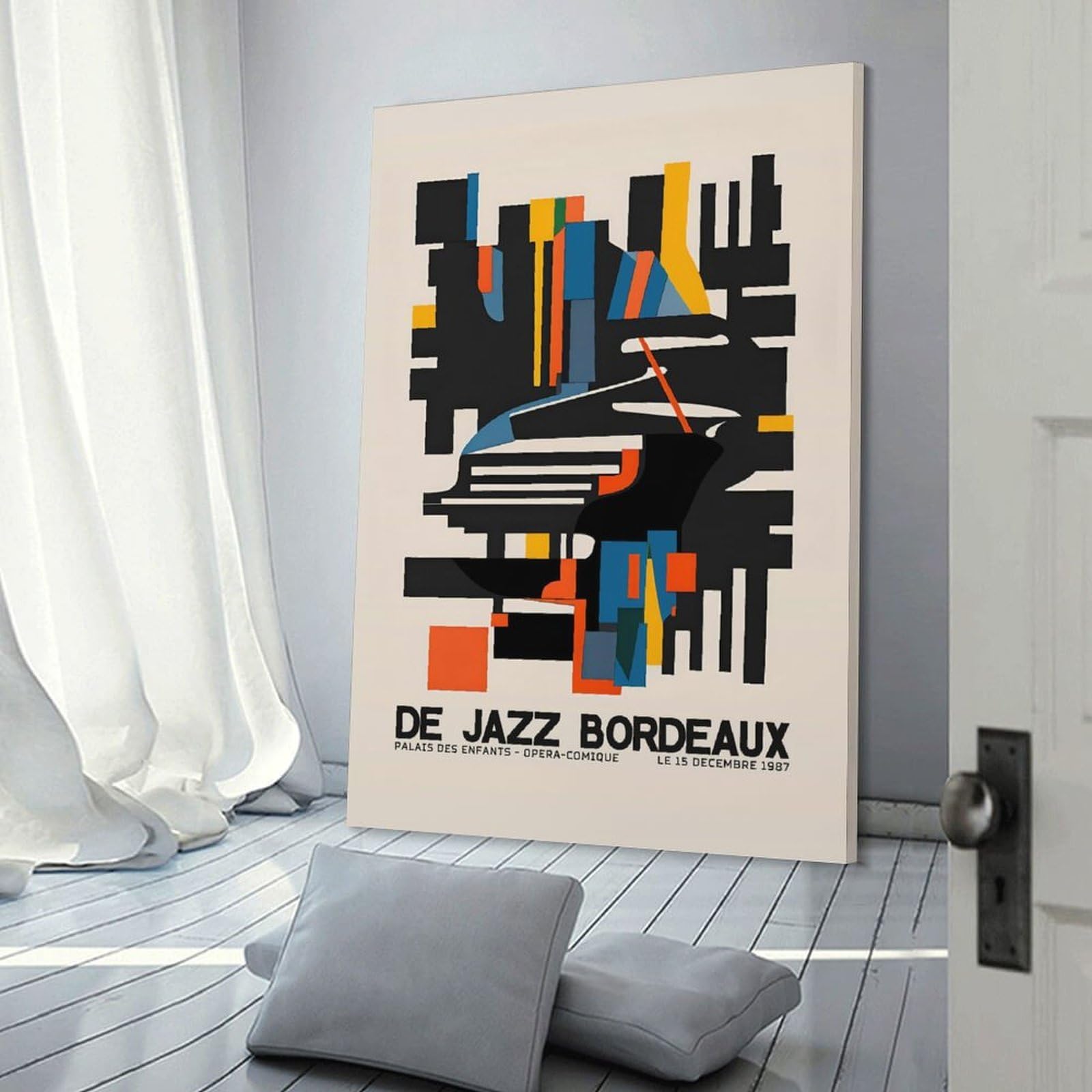 Junmoney Wall Picture Print Jazz Bordeaux, 24x36inch(60x90cm), for Wall Displays, Bedrooms Or Room Updates, Wall Decor Suited to Curated Displays