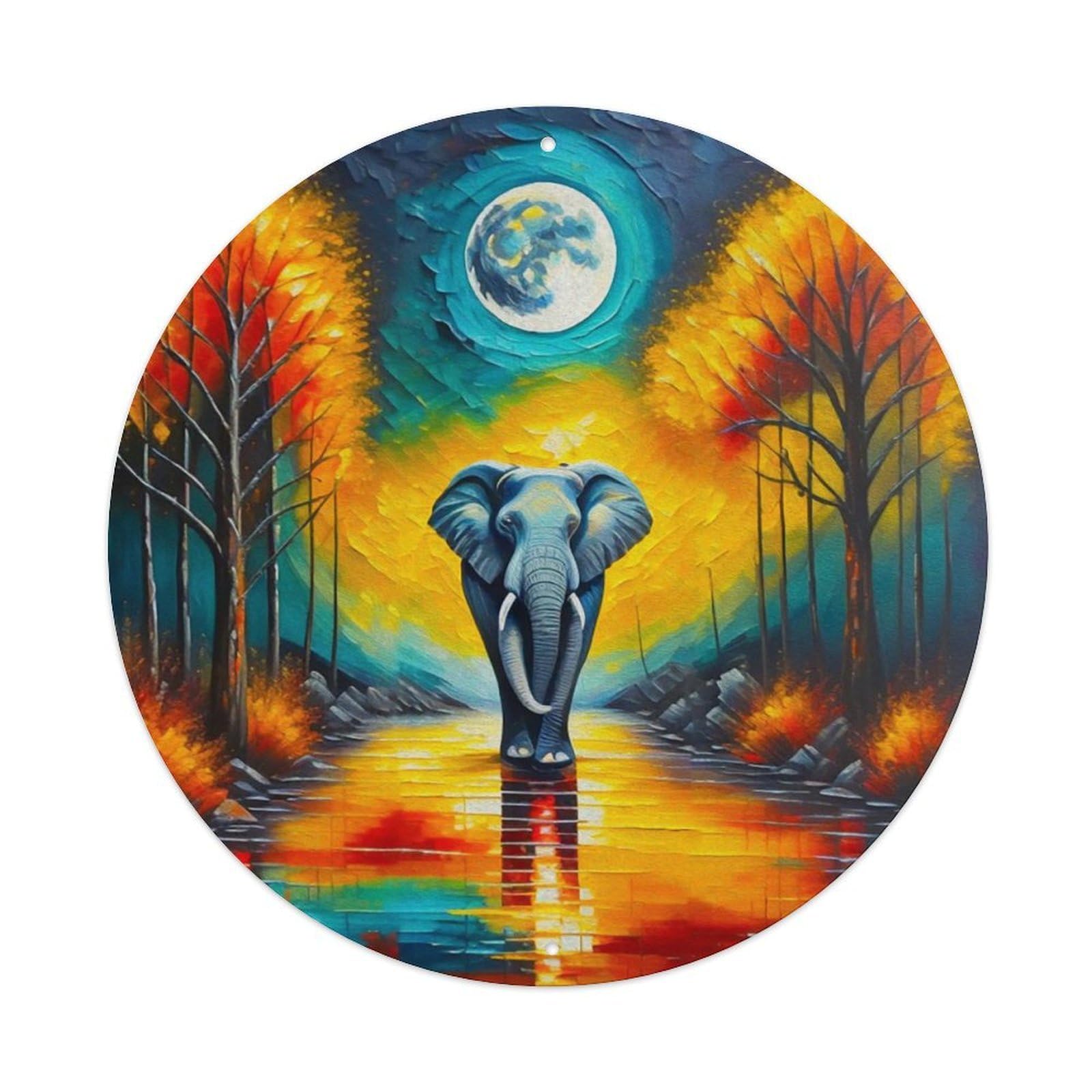 Animal Artwork Elephant Who Comes on The Face Vintage Metal Tin Sign Plaque Wall Decor for Cafe, Club Bar, Office, Garden Metal Poster 8x8Inch
