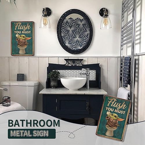 Miniatura 6 de Cartel de metal divertido - Flush The Toilet - Decoración de pared de baño - 8 x 12 pulgadas - Oficina y hogar Debes enjuagar,Sé amable con tu