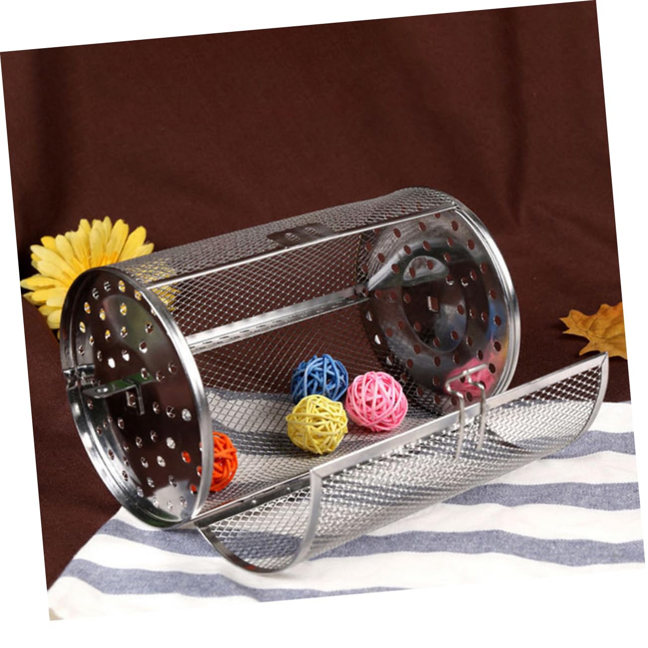 Mipcase Stainless Steel Rotating Grill Rack for Oven Baking Grilling Accessories Roaster Drum Movable Door Stirring Roller 1800g Capacity