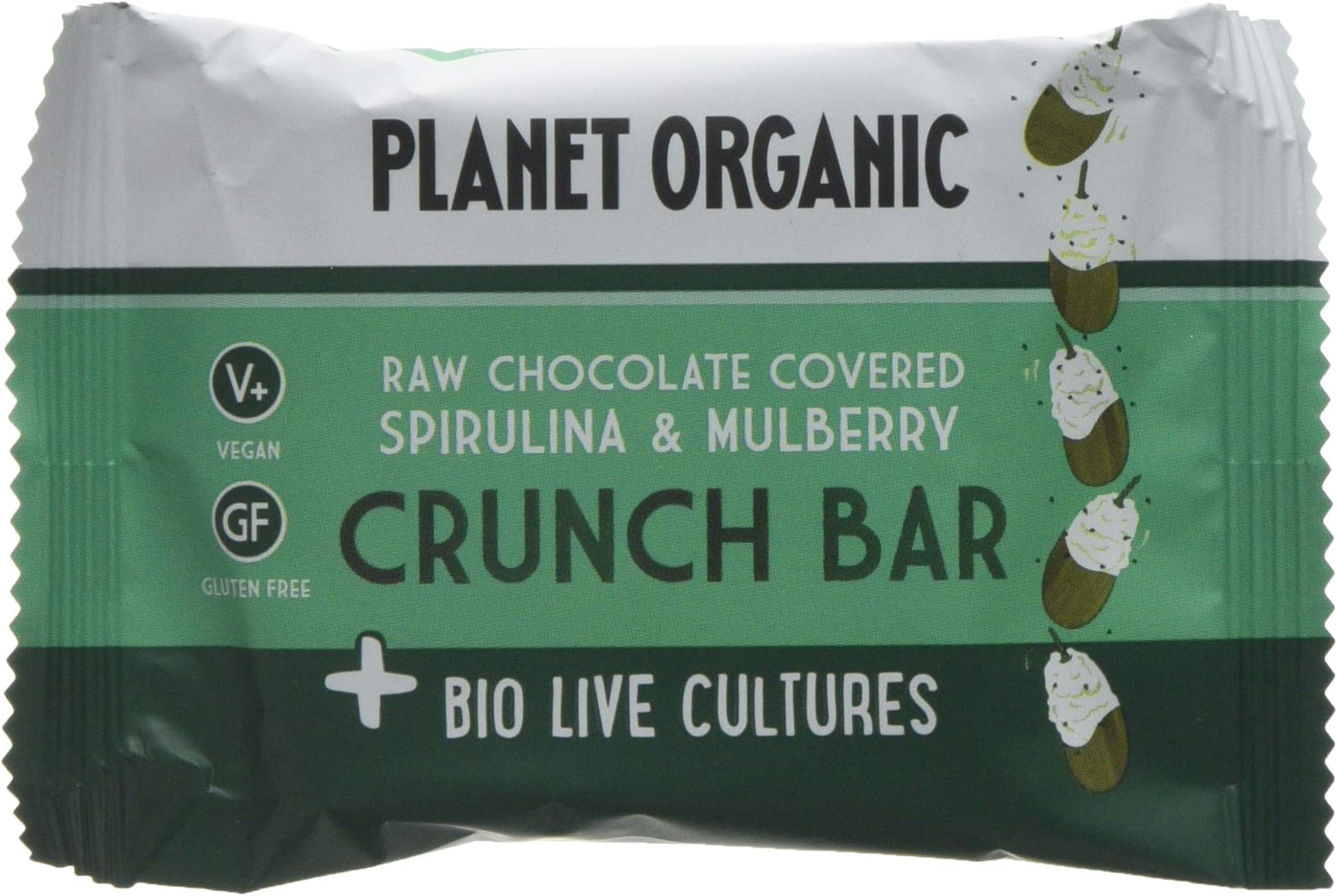 Planet Organic Mulberry Spirulina Biolive Choc Crunch, 40 g, Pack of 20