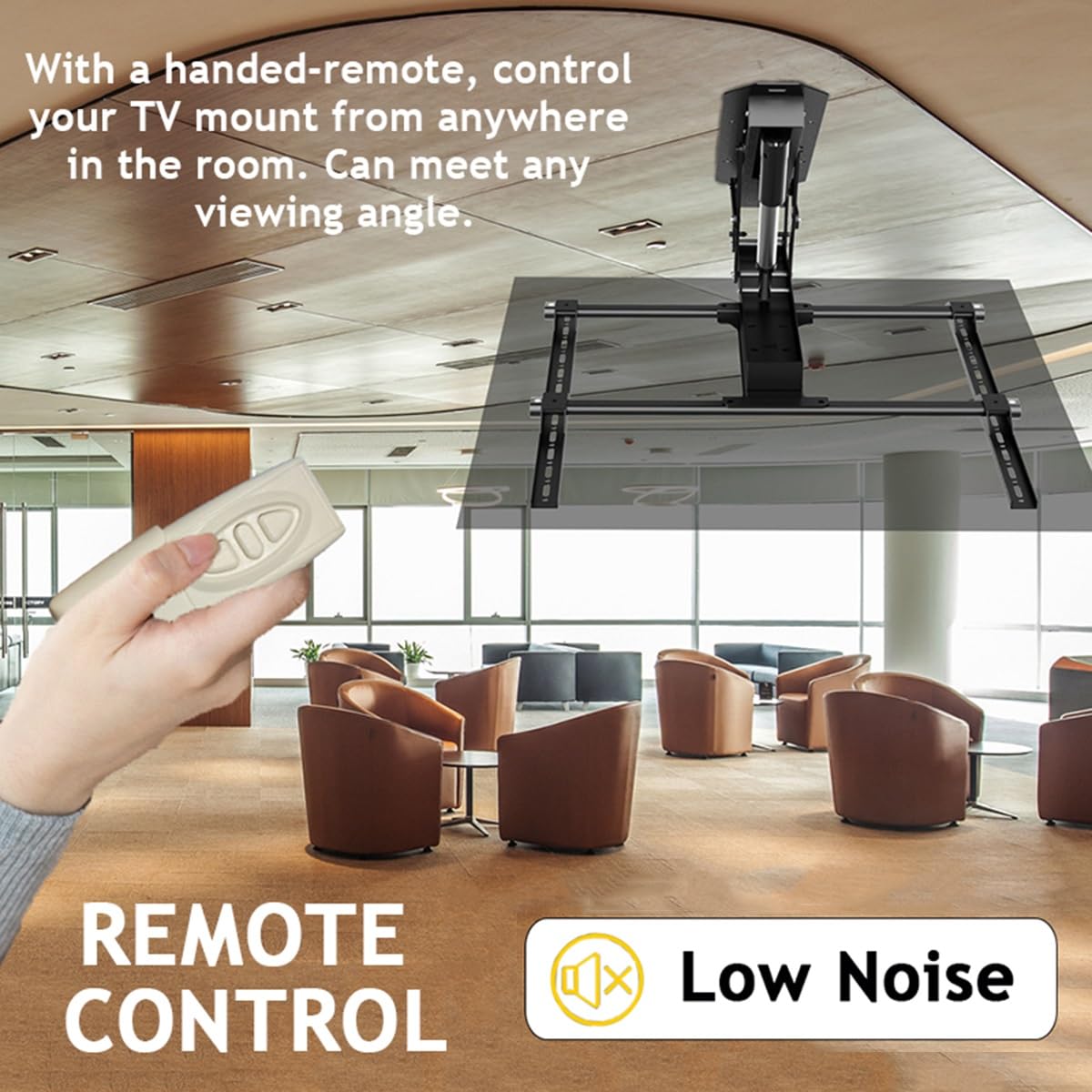 Supporto da soffitto motorizzato per Smart TV con regolazione dell'angolo da 0 a 85° - Supporto da soffitto elettrico per TV con staffa ribaltabile, telecomando wireless(32-70 inch)