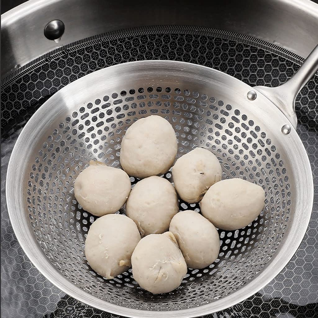 Colador de Pasta, Espumadera de Cocina, utensilio for freír, colador Profesional con Mango Antideslizante cómodo for Herramientas de Cocina y Restaurante (Size : S)