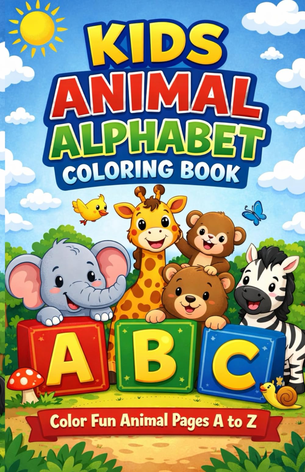 Kids Animal Alphabet Coloring Book: Color Fun Animal Pages A to Z