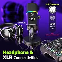 Vista 4 de IXTECH - Micrófono USB para juegos para PC, micrófono condensador con cancelación de ruido para podcasts y transmisión de video con soporte