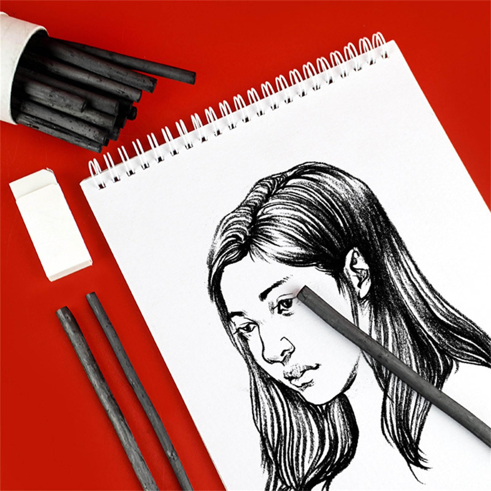 Amazon | 75 PCS 2-9mmチャコール描画鉛筆炭棒炭鉛筆アート描画