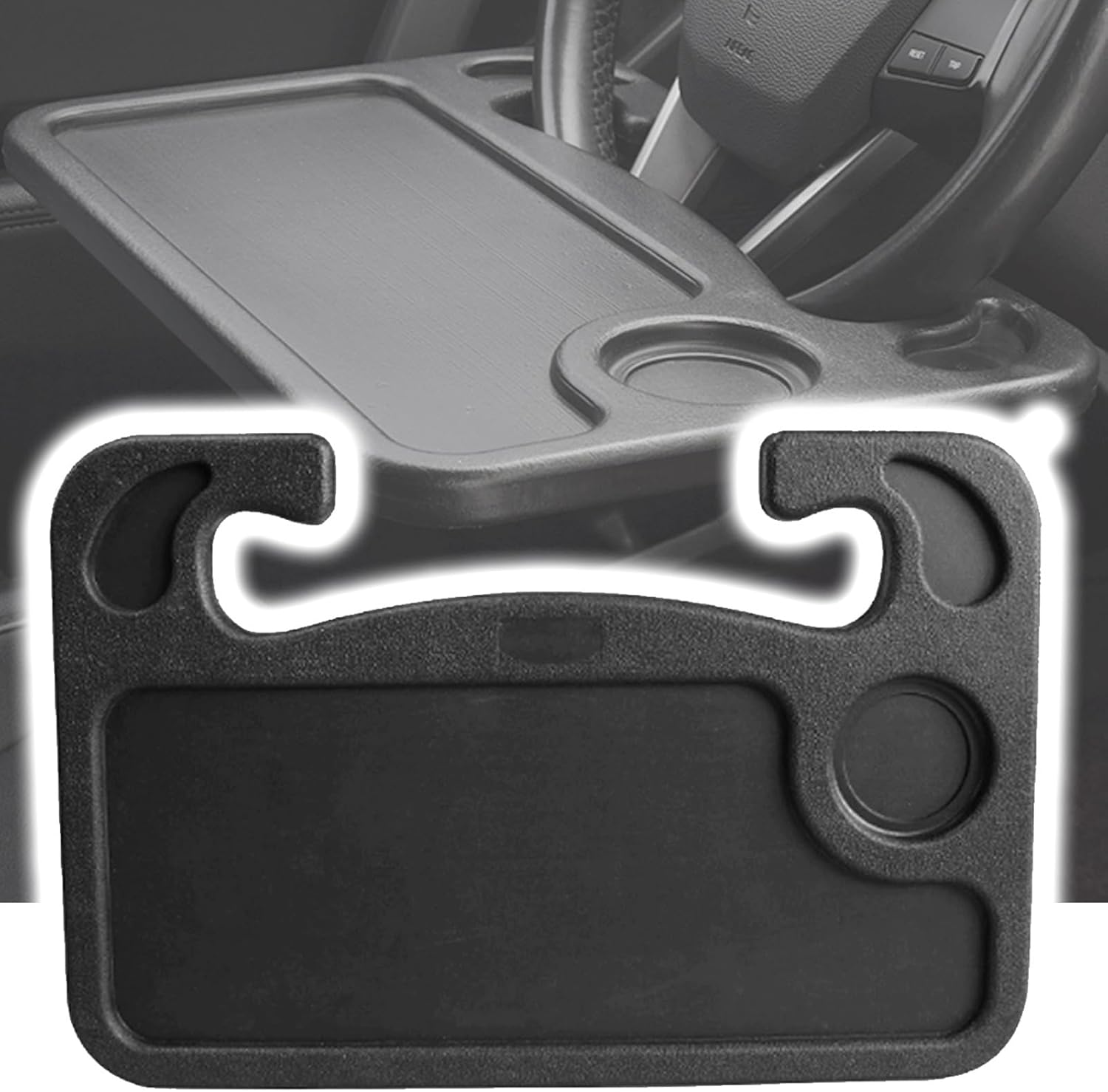 RV Table, Car Steering Wheel Tray, Multipurpose Car Trays For Eating, With Drink Holder, Automotive Table Tray Travel Accessories For Eating, Makeup, Working, Writing